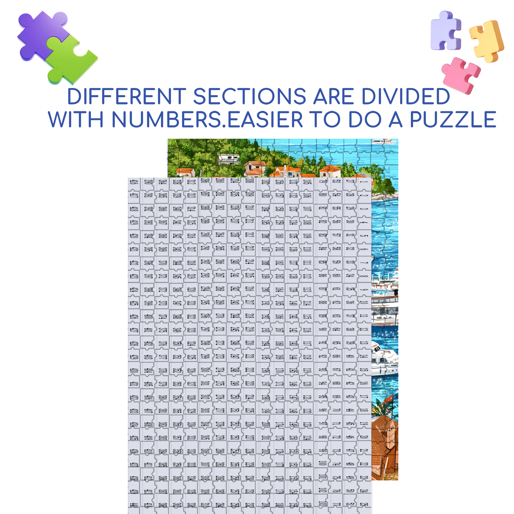 Blue Bay On A Sunny Day 500pcs/1000pcs Jigsaw Puzzle, Scratch-Resistant, Interactive Family Game & Brain-Boosting DIY Decor, Perfect for Halloween, Christmas & New Year Gifts, Family Puzzle Game
