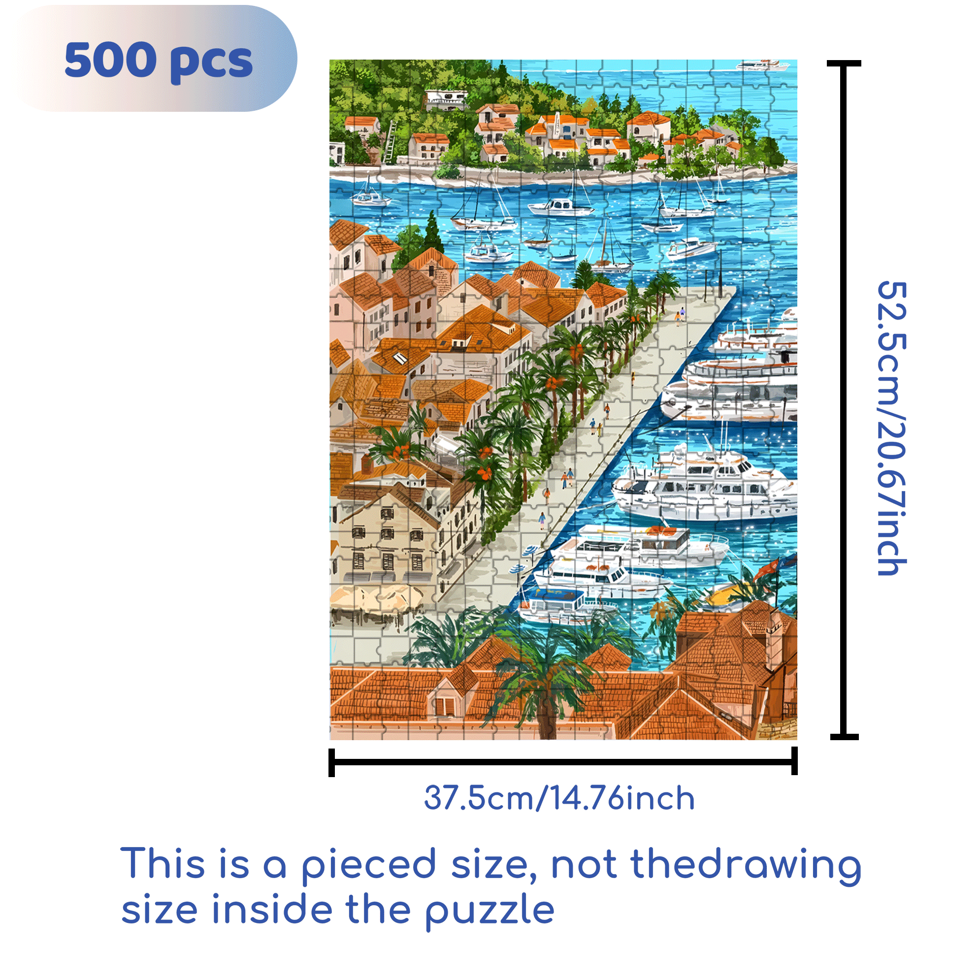 Blue Bay On A Sunny Day 500pcs/1000pcs Jigsaw Puzzle, Scratch-Resistant, Interactive Family Game & Brain-Boosting DIY Decor, Perfect for Halloween, Christmas & New Year Gifts, Family Puzzle Game