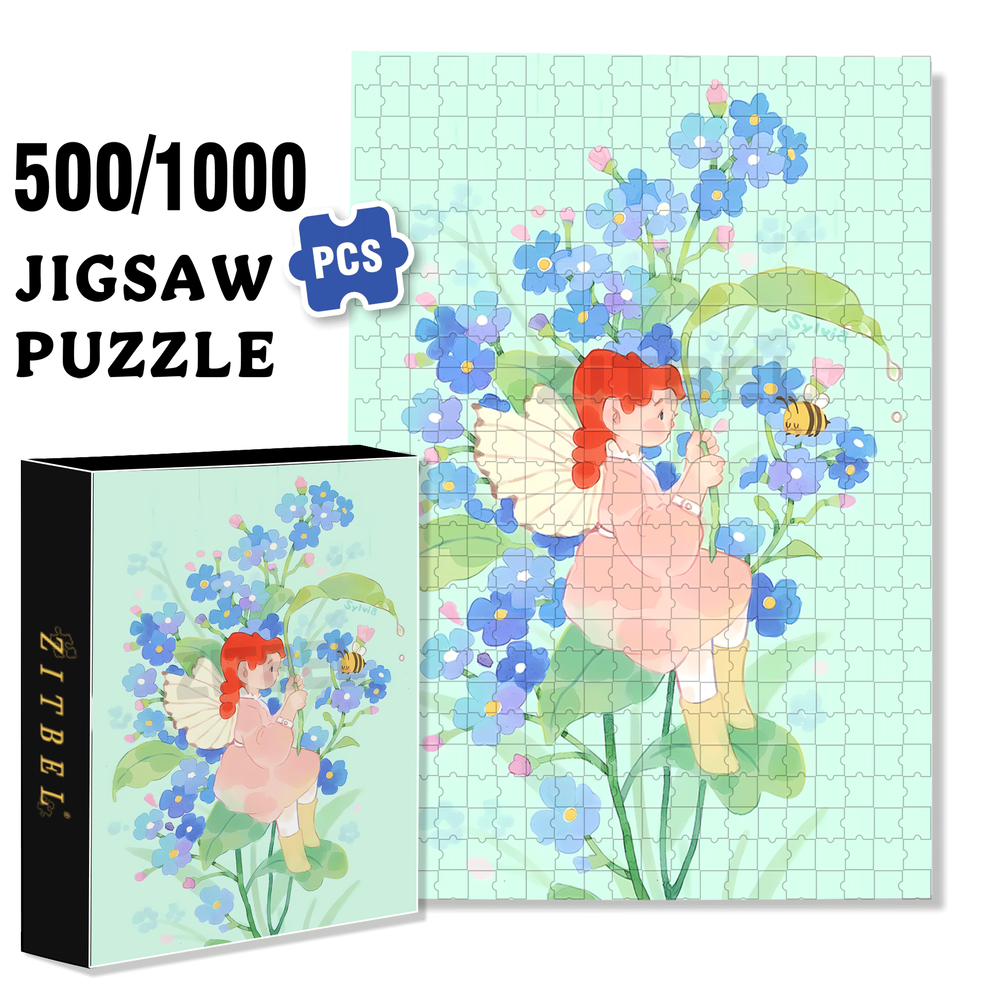 Blue Rainy Day 500pcs/1000pcs Jigsaw Puzzle, Scratch-Resistant, Interactive Family Game & Brain-Boosting DIY Decor, Perfect for Halloween, Christmas & New Year Gifts, Family Puzzle Game