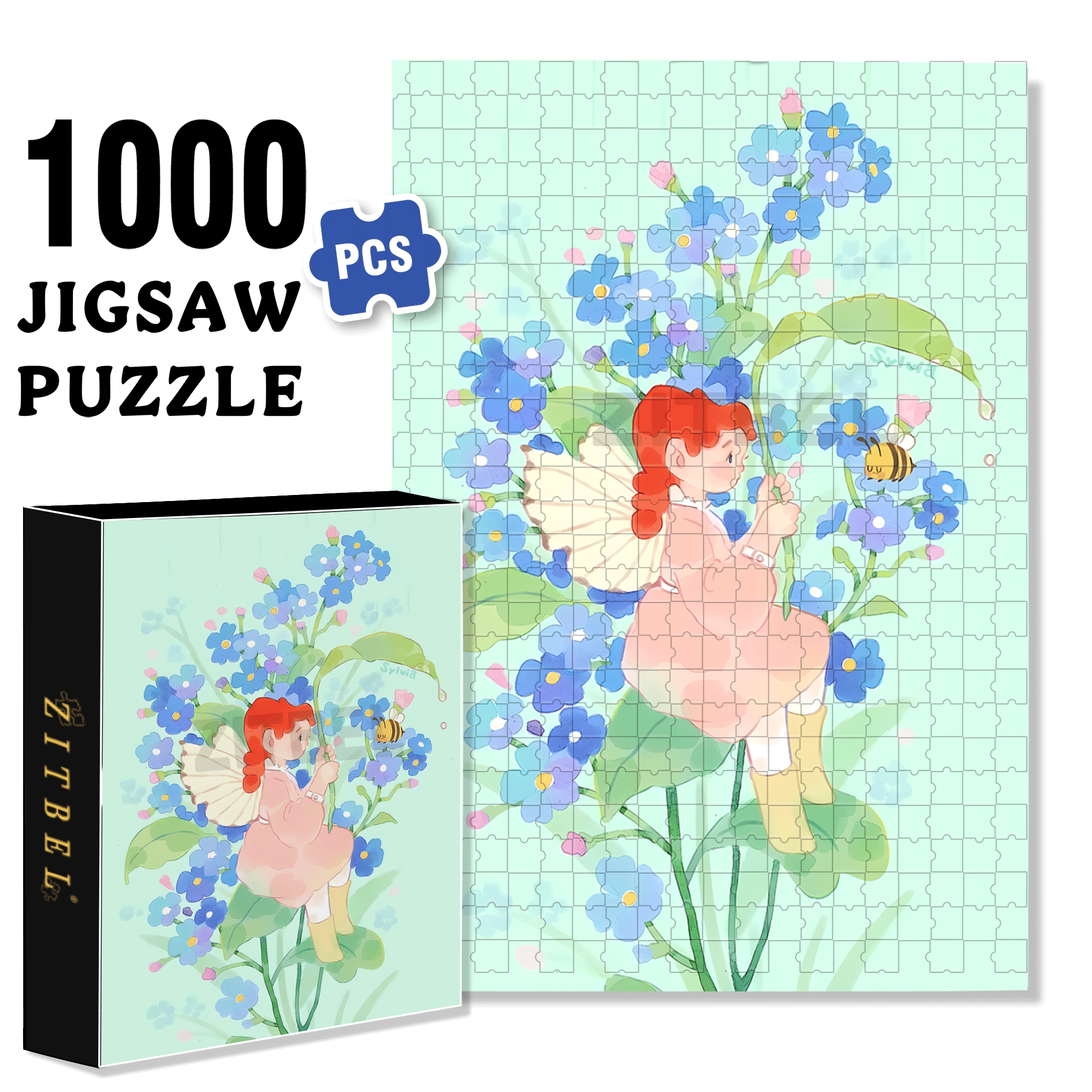 Blue Rainy Day 500pcs/1000pcs Jigsaw Puzzle, Scratch-Resistant, Interactive Family Game & Brain-Boosting DIY Decor, Perfect for Halloween, Christmas & New Year Gifts, Family Puzzle Game