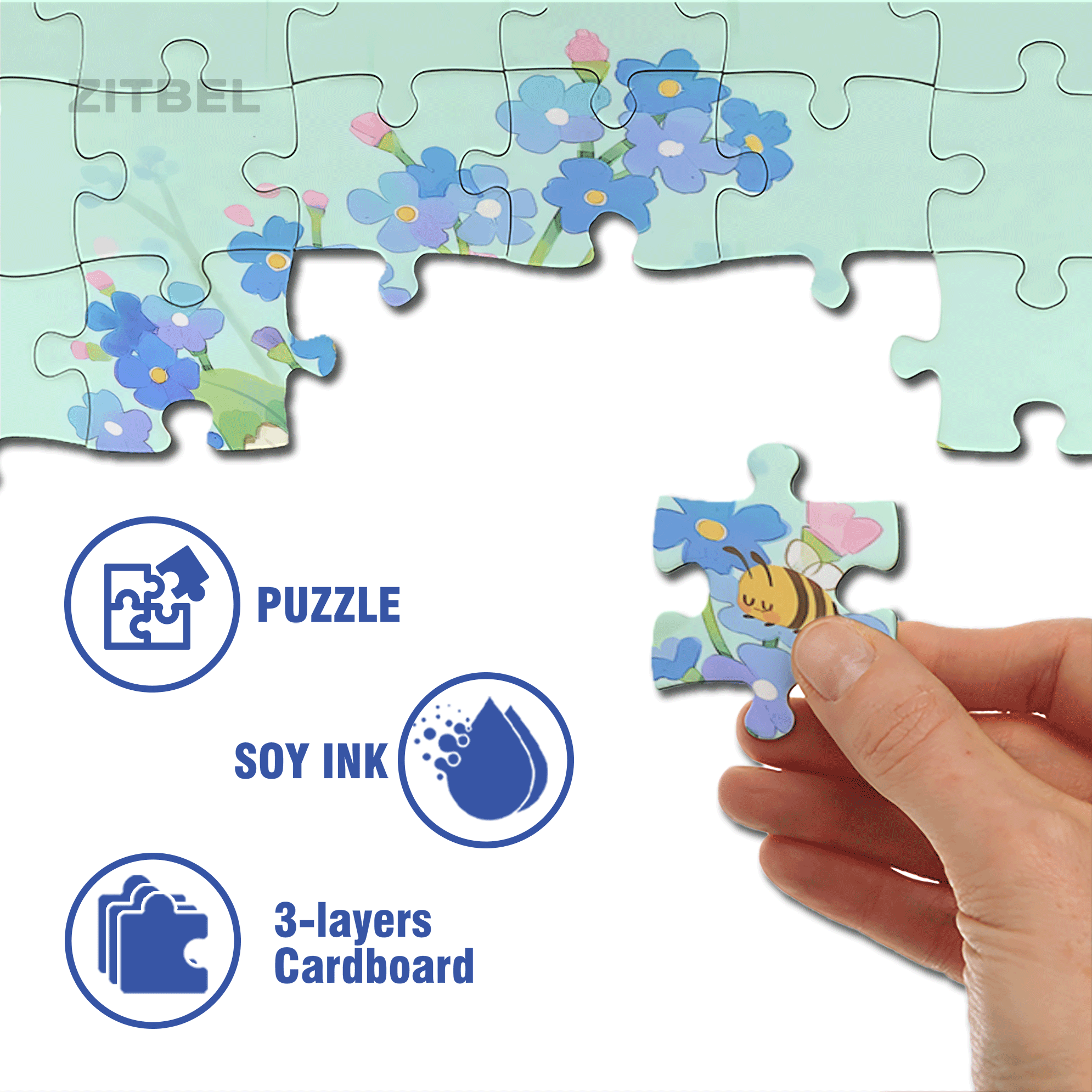 Blue Rainy Day 500pcs/1000pcs Jigsaw Puzzle, Scratch-Resistant, Interactive Family Game & Brain-Boosting DIY Decor, Perfect for Halloween, Christmas & New Year Gifts, Family Puzzle Game