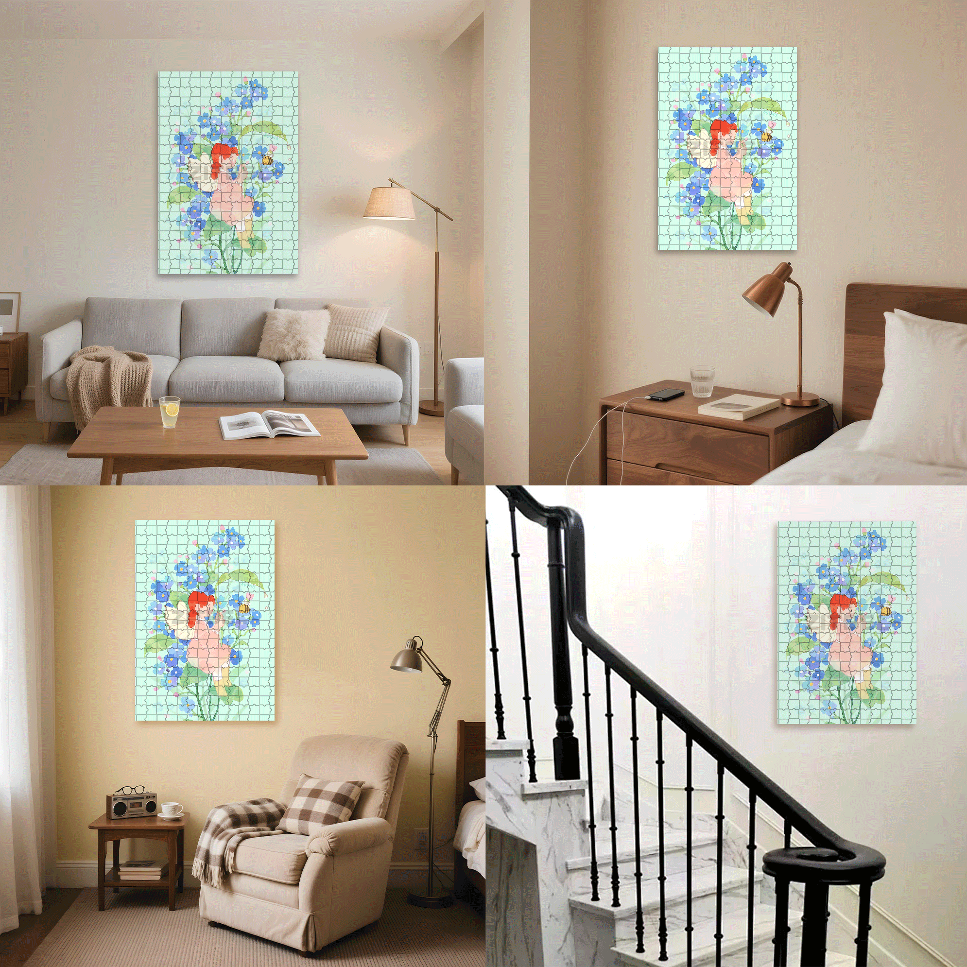Blue Rainy Day 500pcs/1000pcs Jigsaw Puzzle, Scratch-Resistant, Interactive Family Game & Brain-Boosting DIY Decor, Perfect for Halloween, Christmas & New Year Gifts, Family Puzzle Game