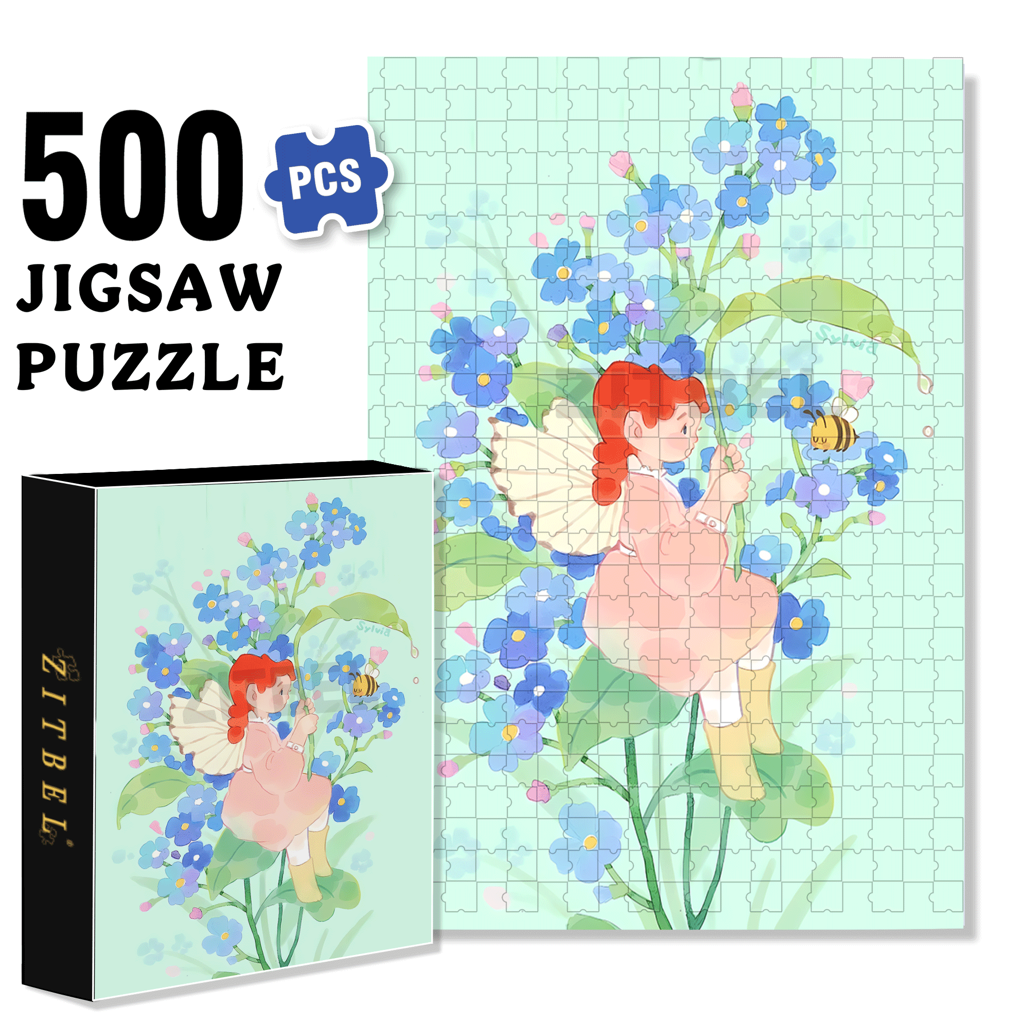 Blue Rainy Day 500pcs/1000pcs Jigsaw Puzzle, Scratch-Resistant, Interactive Family Game & Brain-Boosting DIY Decor, Perfect for Halloween, Christmas & New Year Gifts, Family Puzzle Game