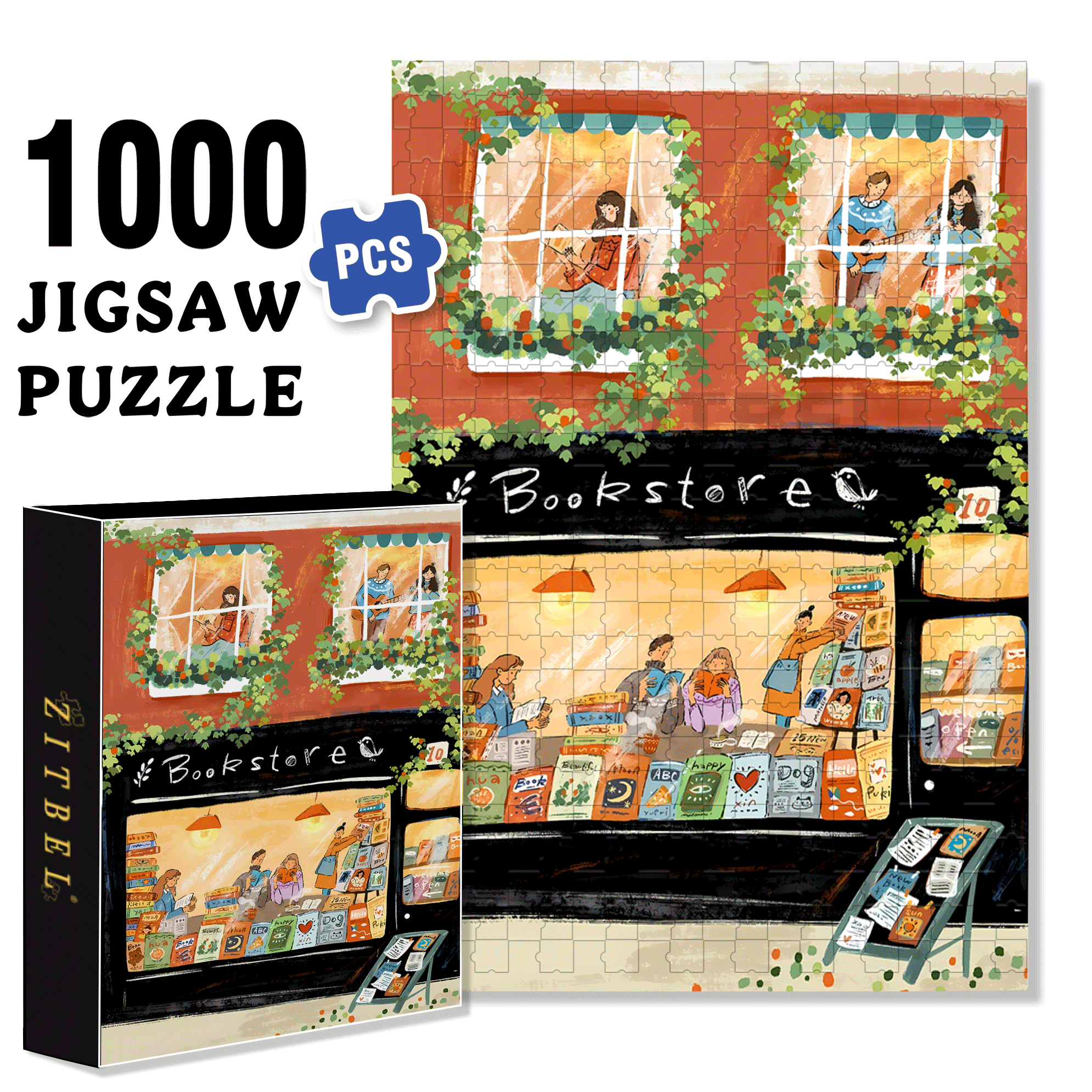 Books And Writing 500pcs/1000pcs Jigsaw Puzzle, Scratch-Resistant, Interactive Family Game & Brain-Boosting DIY Decor, Perfect for Halloween, Christmas & New Year Gifts, Family Puzzle Game