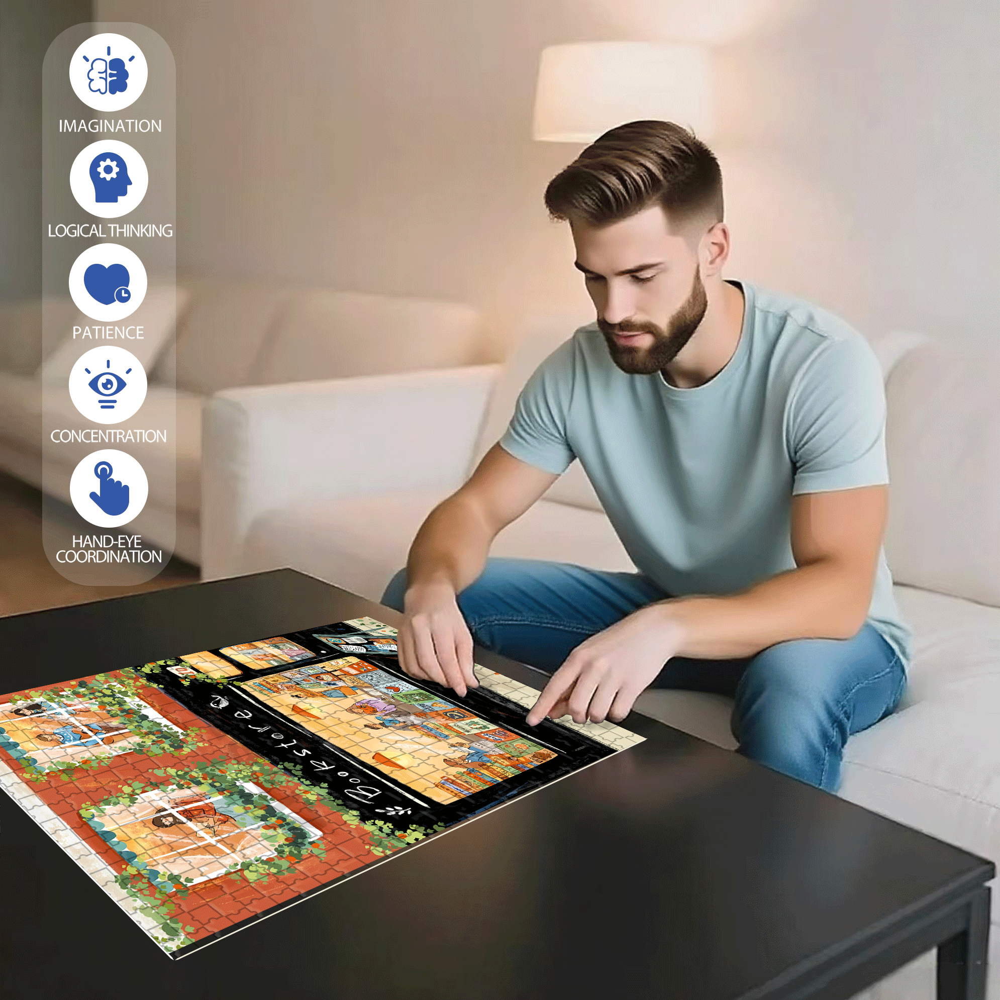 Books And Writing 500pcs/1000pcs Jigsaw Puzzle, Scratch-Resistant, Interactive Family Game & Brain-Boosting DIY Decor, Perfect for Halloween, Christmas & New Year Gifts, Family Puzzle Game