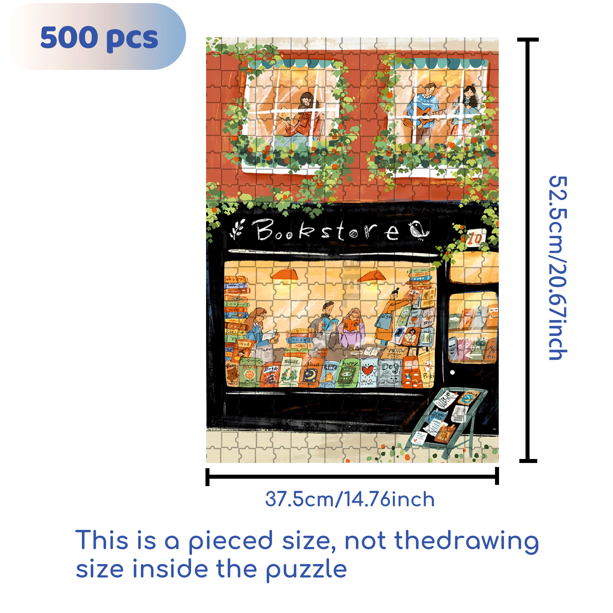 Books And Writing 500pcs/1000pcs Jigsaw Puzzle, Scratch-Resistant, Interactive Family Game & Brain-Boosting DIY Decor, Perfect for Halloween, Christmas & New Year Gifts, Family Puzzle Game