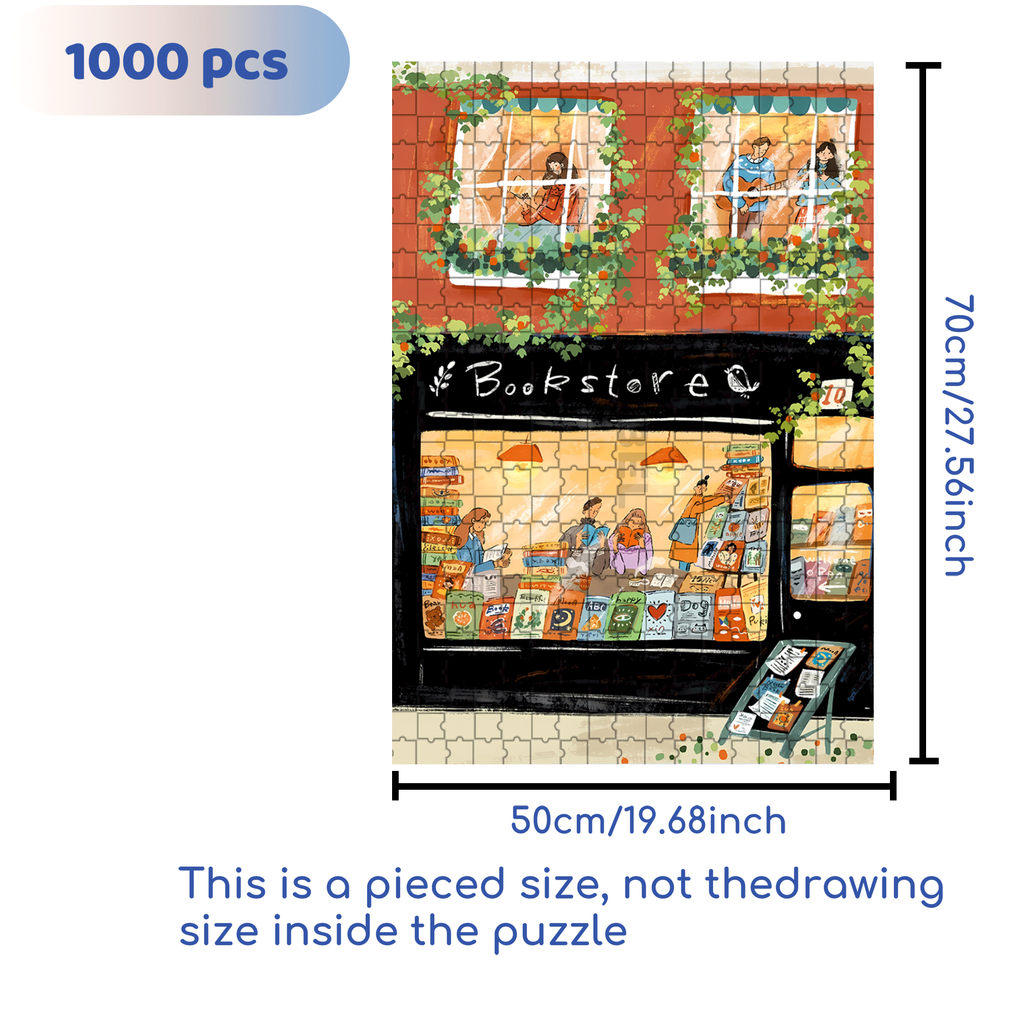Books And Writing 500pcs/1000pcs Jigsaw Puzzle, Scratch-Resistant, Interactive Family Game & Brain-Boosting DIY Decor, Perfect for Halloween, Christmas & New Year Gifts, Family Puzzle Game
