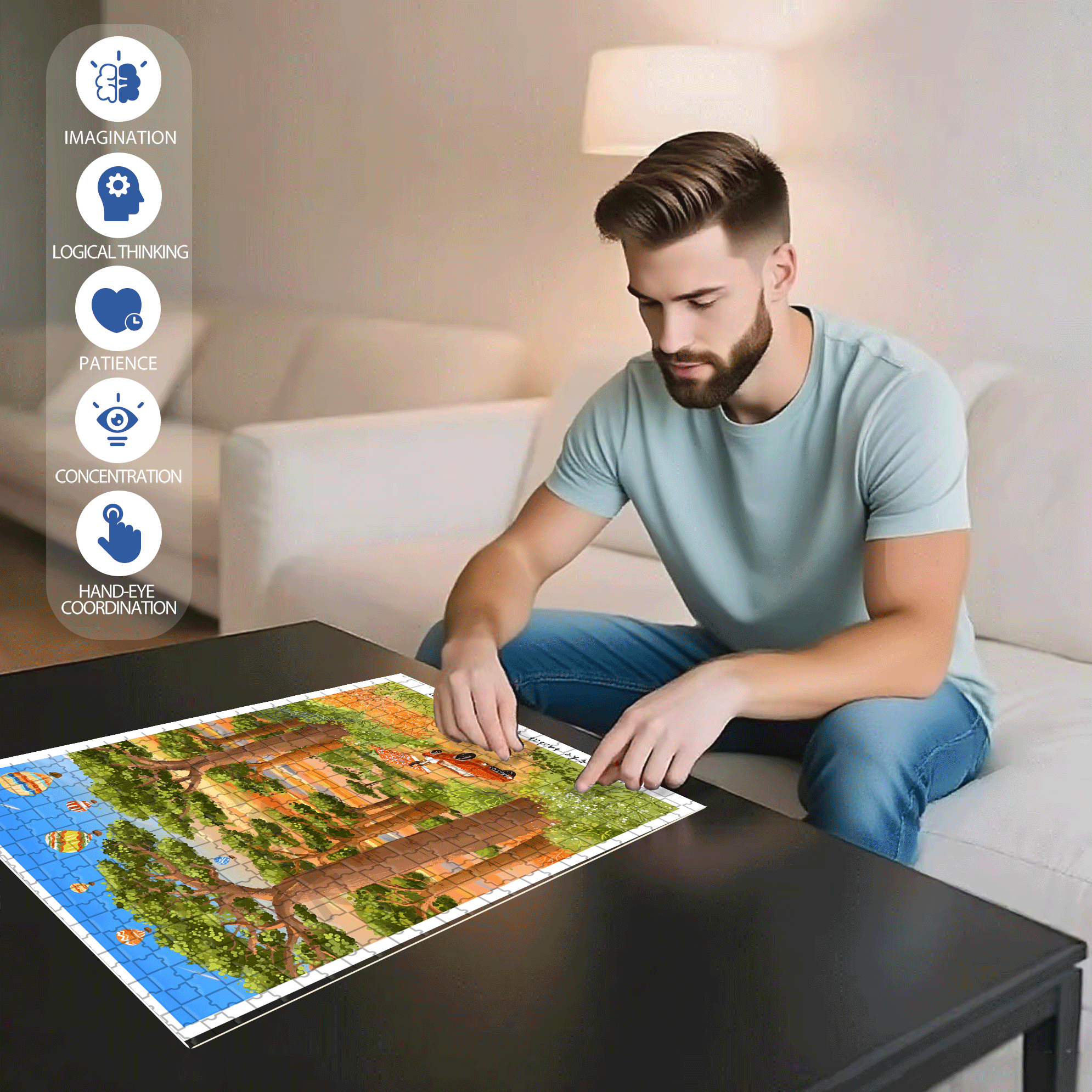 Breadfruit Tree 500pcs/1000pcs Jigsaw Puzzle, Scratch-Resistant, Interactive Family Game & Brain-Boosting DIY Decor, Perfect for Halloween, Christmas & New Year Gifts, Family Puzzle Game