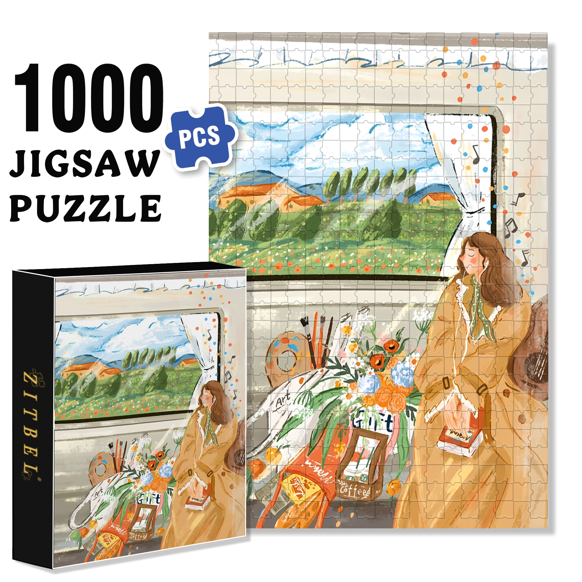 Bring The Things I Love 500pcs/1000pcs Jigsaw Puzzle, Scratch-Resistant, Interactive Family Game & Brain-Boosting DIY Decor, Perfect for Halloween, Christmas & New Year Gifts, Family Puzzle Game
