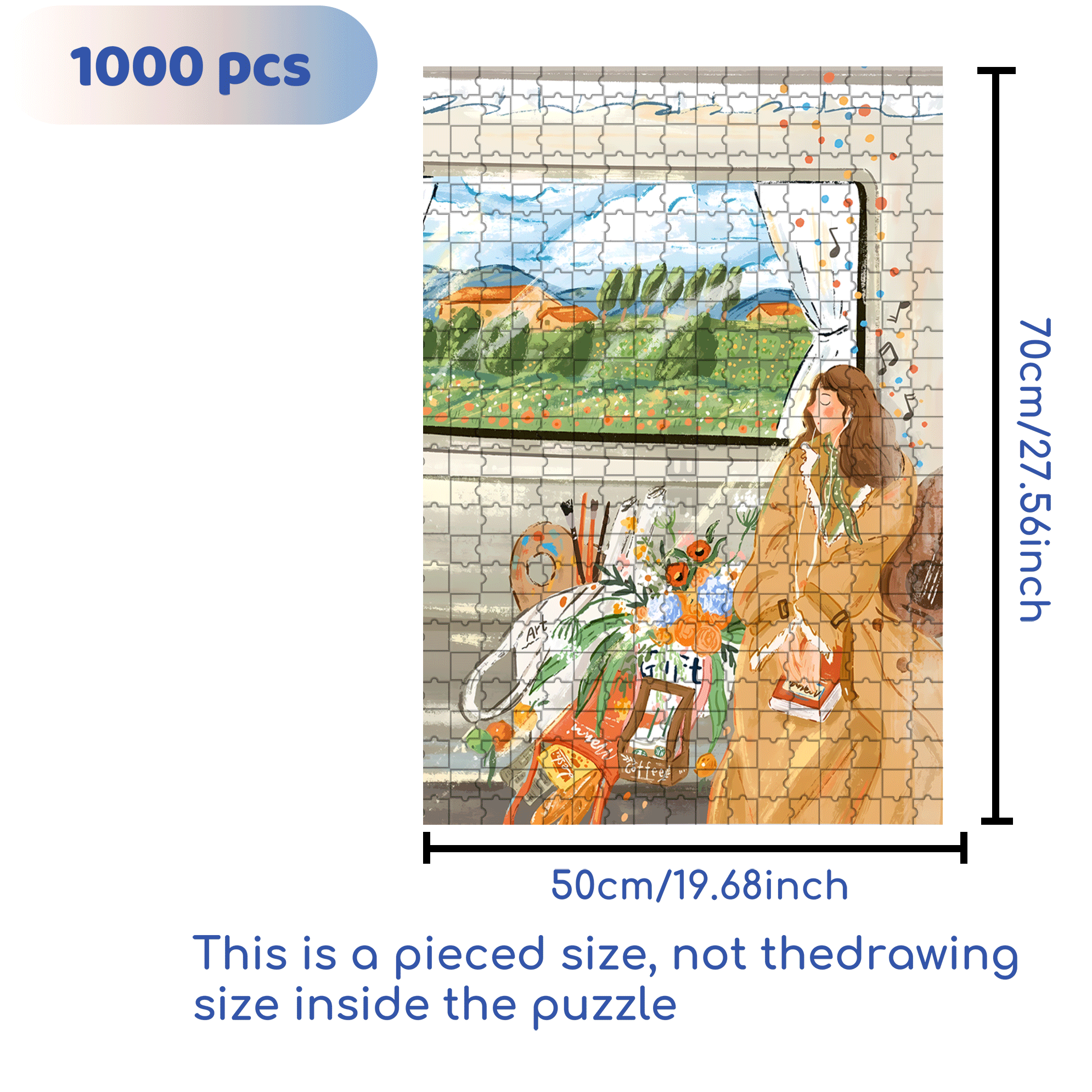 Bring The Things I Love 500pcs/1000pcs Jigsaw Puzzle, Scratch-Resistant, Interactive Family Game & Brain-Boosting DIY Decor, Perfect for Halloween, Christmas & New Year Gifts, Family Puzzle Game