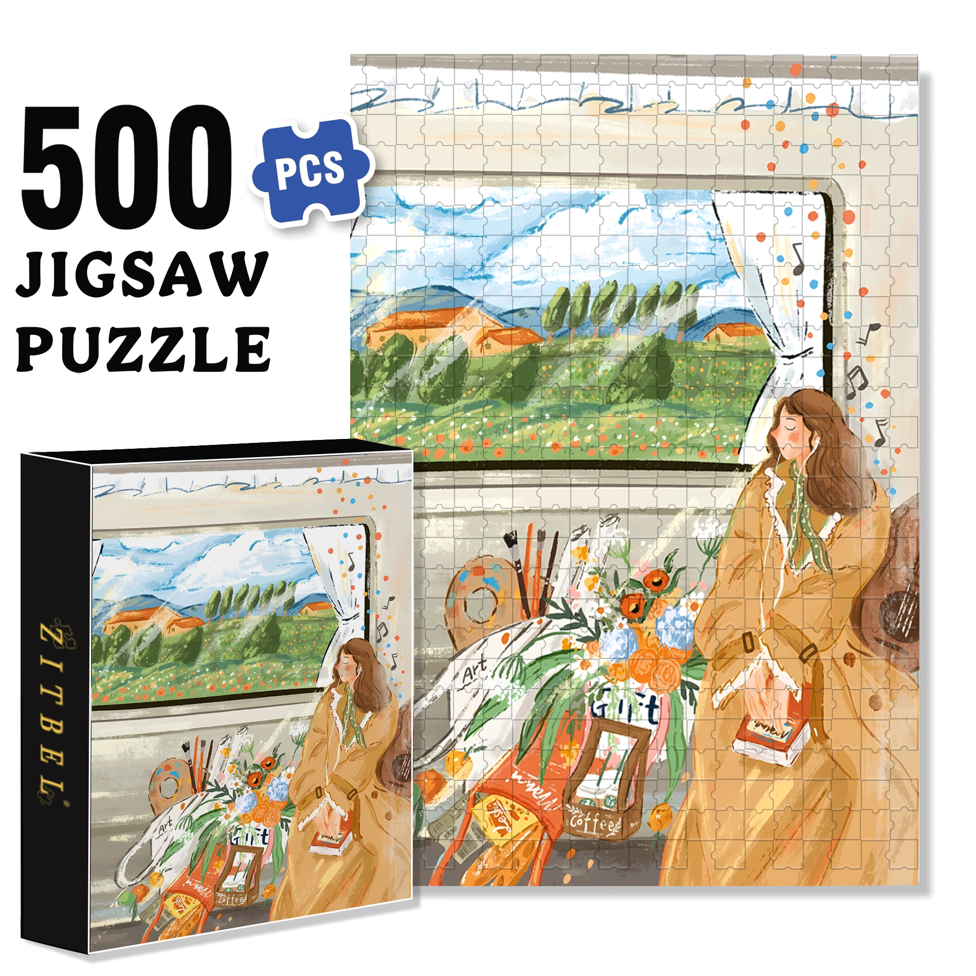 Bring The Things I Love 500pcs/1000pcs Jigsaw Puzzle, Scratch-Resistant, Interactive Family Game & Brain-Boosting DIY Decor, Perfect for Halloween, Christmas & New Year Gifts, Family Puzzle Game