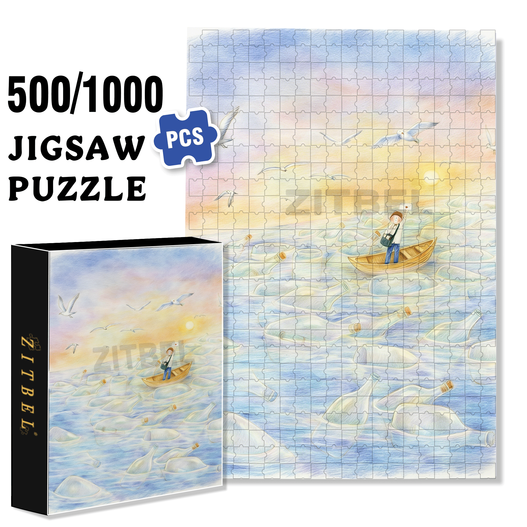 Busy Postman 500pcs/1000pcs Jigsaw Puzzle, Scratch-Resistant, Interactive Family Game & Brain-Boosting DIY Decor, Perfect for Halloween, Christmas & New Year Gifts, Family Puzzle Game