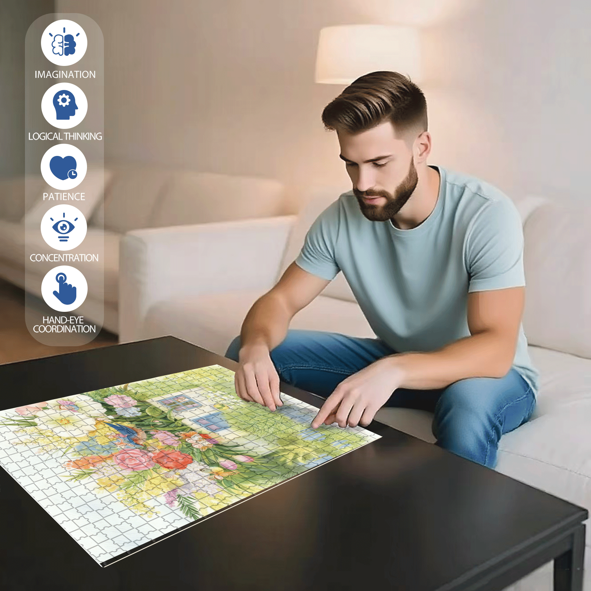 Butterfly's Home 500pcs/1000pcs Jigsaw Puzzle, Scratch-Resistant, Interactive Family Game & Brain-Boosting DIY Decor, Perfect for Halloween, Christmas & New Year Gifts, Family Puzzle Game
