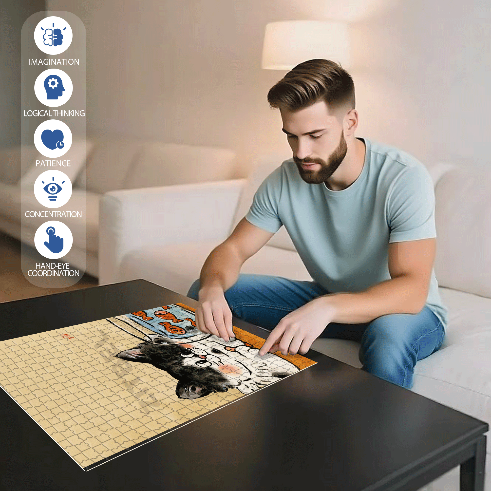 Can I Not Miss You 500pcs/1000pcs Jigsaw Puzzle, Scratch-Resistant, Interactive Family Game & Brain-Boosting DIY Decor, Perfect for Halloween, Christmas & New Year Gifts, Family Puzzle Game