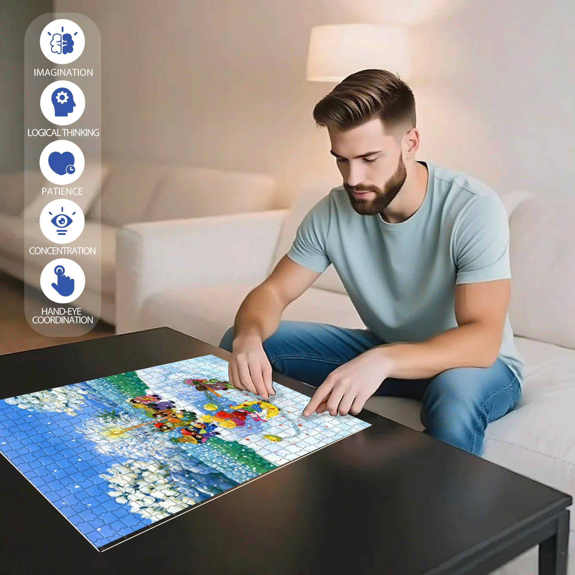 Capricorn Birthday Party 500pcs/1000pcs Jigsaw Puzzle, Scratch-Resistant, Interactive Family Game & Brain-Boosting DIY Decor, Perfect for Halloween, Christmas & New Year Gifts, Family Puzzle Game