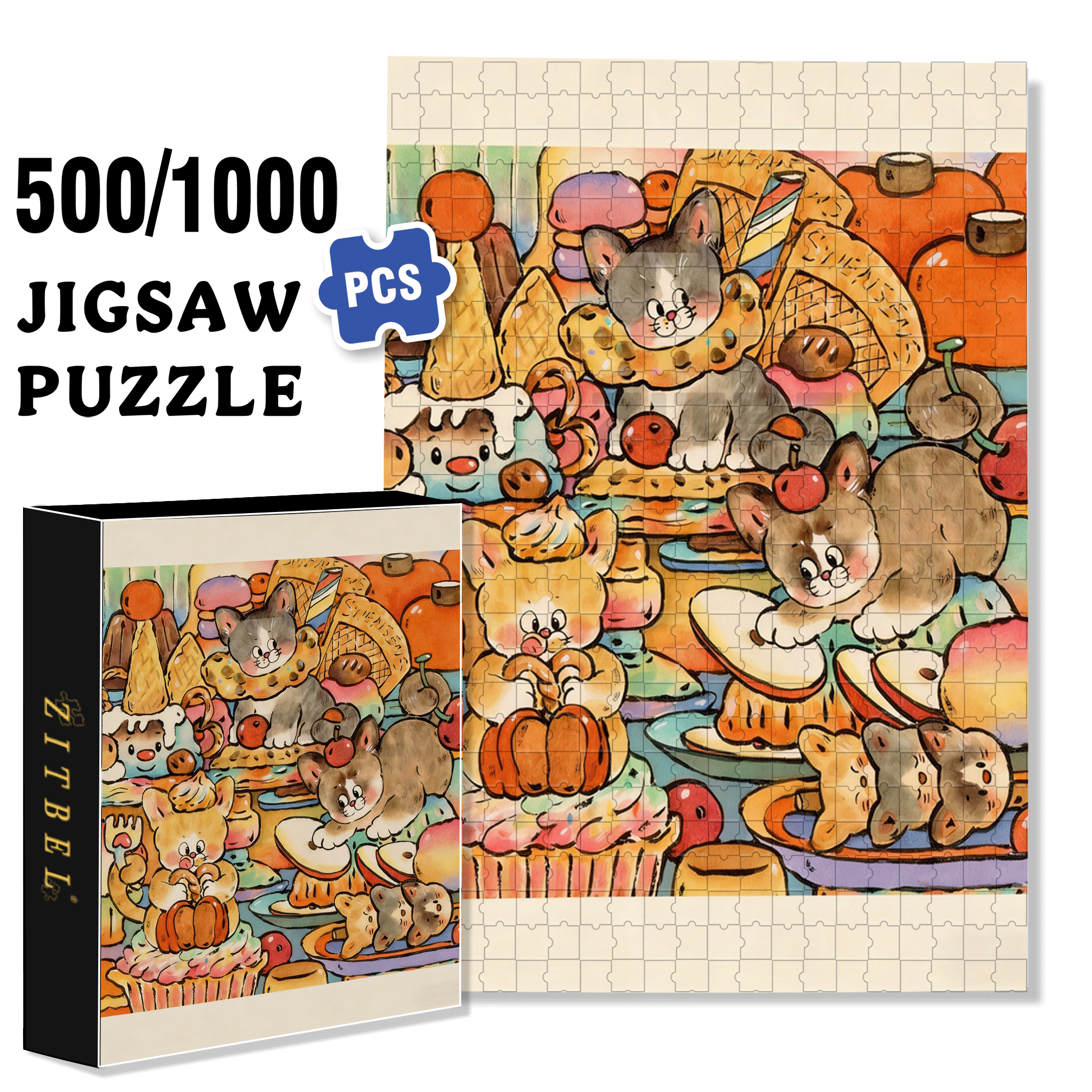 Celebrate The New Year With Excitement 500pcs/1000pcs Jigsaw Puzzle, Scratch-Resistant, Interactive Family Game & Brain-Boosting DIY Decor, Perfect for Halloween, Christmas & New Year Gifts, Family Puzzle Game