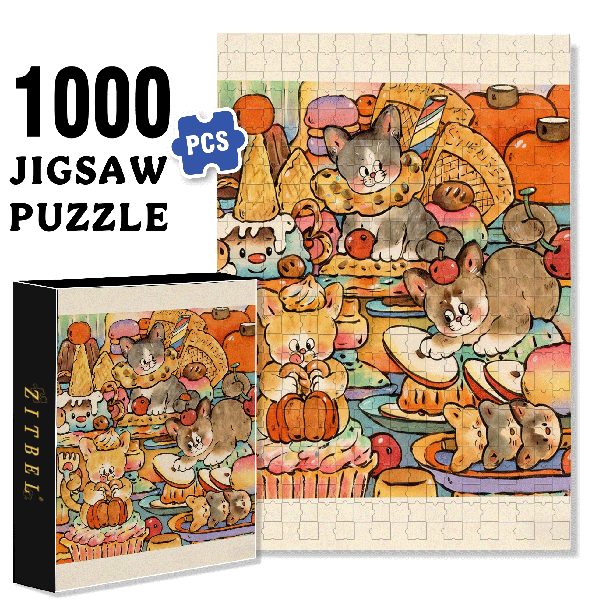 Celebrate The New Year With Excitement 500pcs/1000pcs Jigsaw Puzzle, Scratch-Resistant, Interactive Family Game & Brain-Boosting DIY Decor, Perfect for Halloween, Christmas & New Year Gifts, Family Puzzle Game