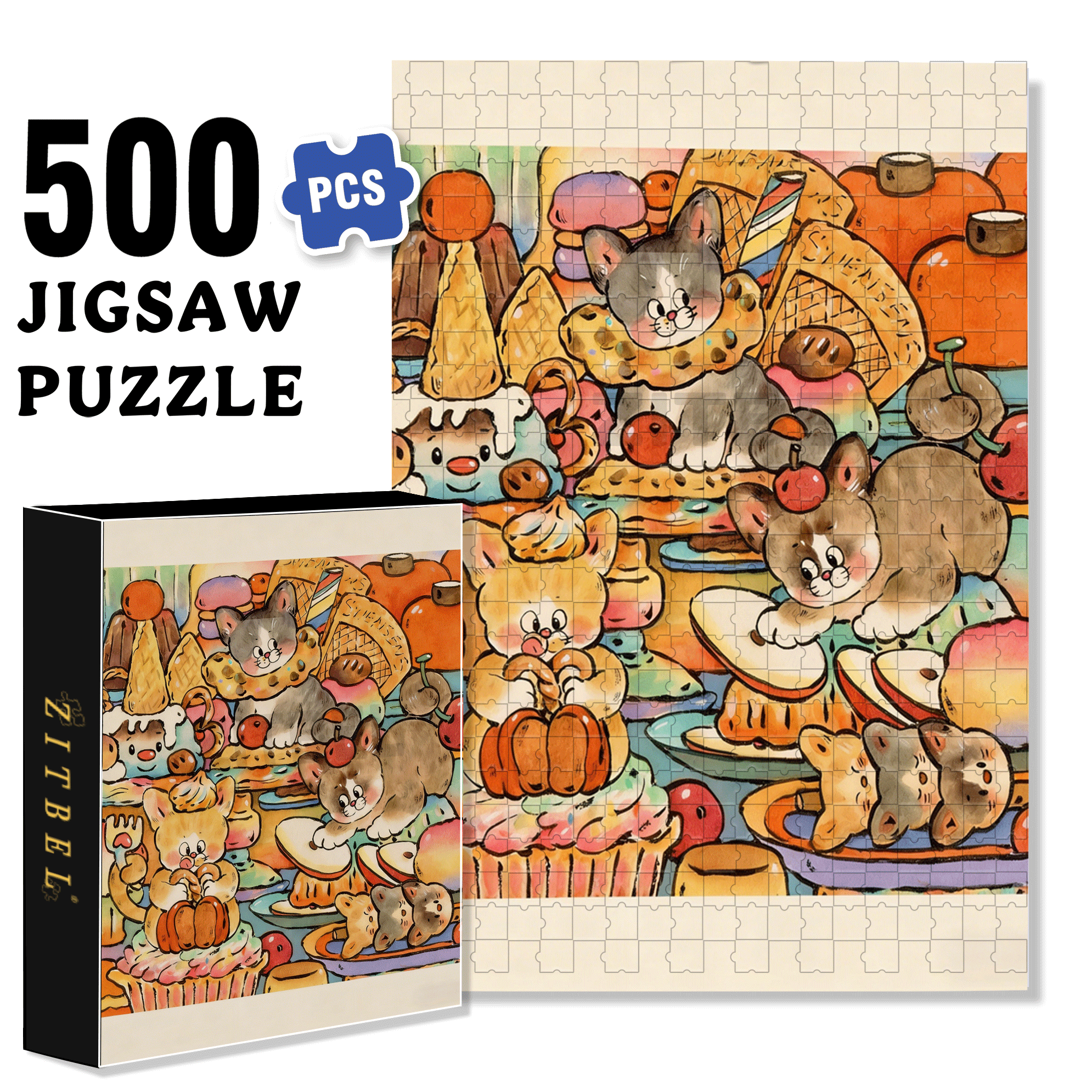Celebrate The New Year With Excitement 500pcs/1000pcs Jigsaw Puzzle, Scratch-Resistant, Interactive Family Game & Brain-Boosting DIY Decor, Perfect for Halloween, Christmas & New Year Gifts, Family Puzzle Game