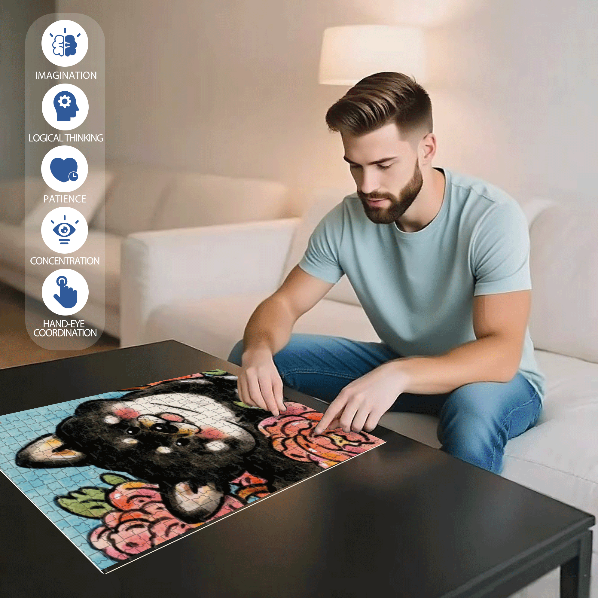 Charming Little Thing 500pcs/1000pcs Jigsaw Puzzle, Scratch-Resistant, Interactive Family Game & Brain-Boosting DIY Decor, Perfect for Halloween, Christmas & New Year Gifts, Family Puzzle Game