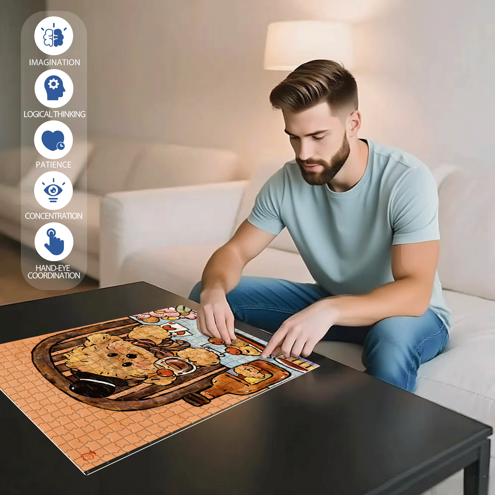 Cheers, My Beloved 500pcs/1000pcs Jigsaw Puzzle, Scratch-Resistant, Interactive Family Game & Brain-Boosting DIY Decor, Perfect for Halloween, Christmas & New Year Gifts, Family Puzzle Game
