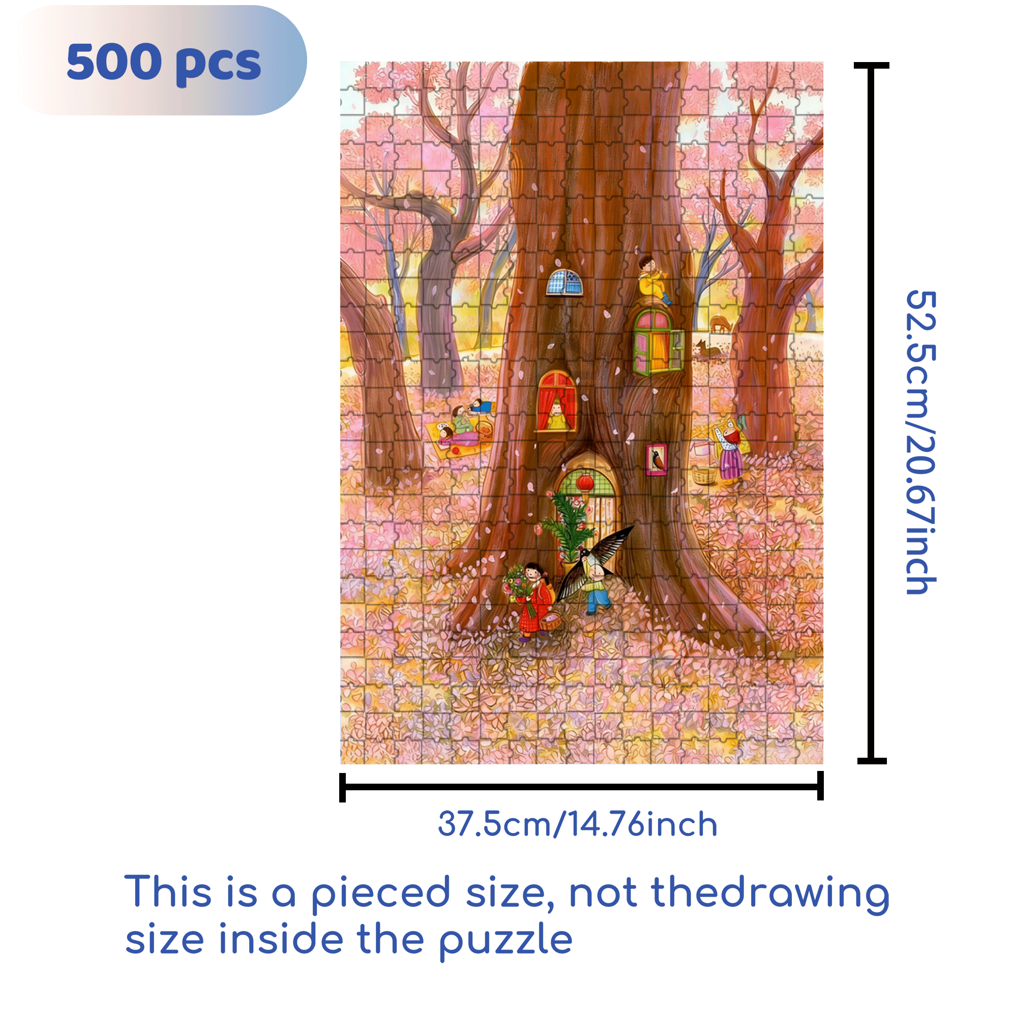 Cherry Blossom Season 500pcs/1000pcs Jigsaw Puzzle, Scratch-Resistant, Interactive Family Game & Brain-Boosting DIY Decor, Perfect for Halloween, Christmas & New Year Gifts, Family Puzzle Game
