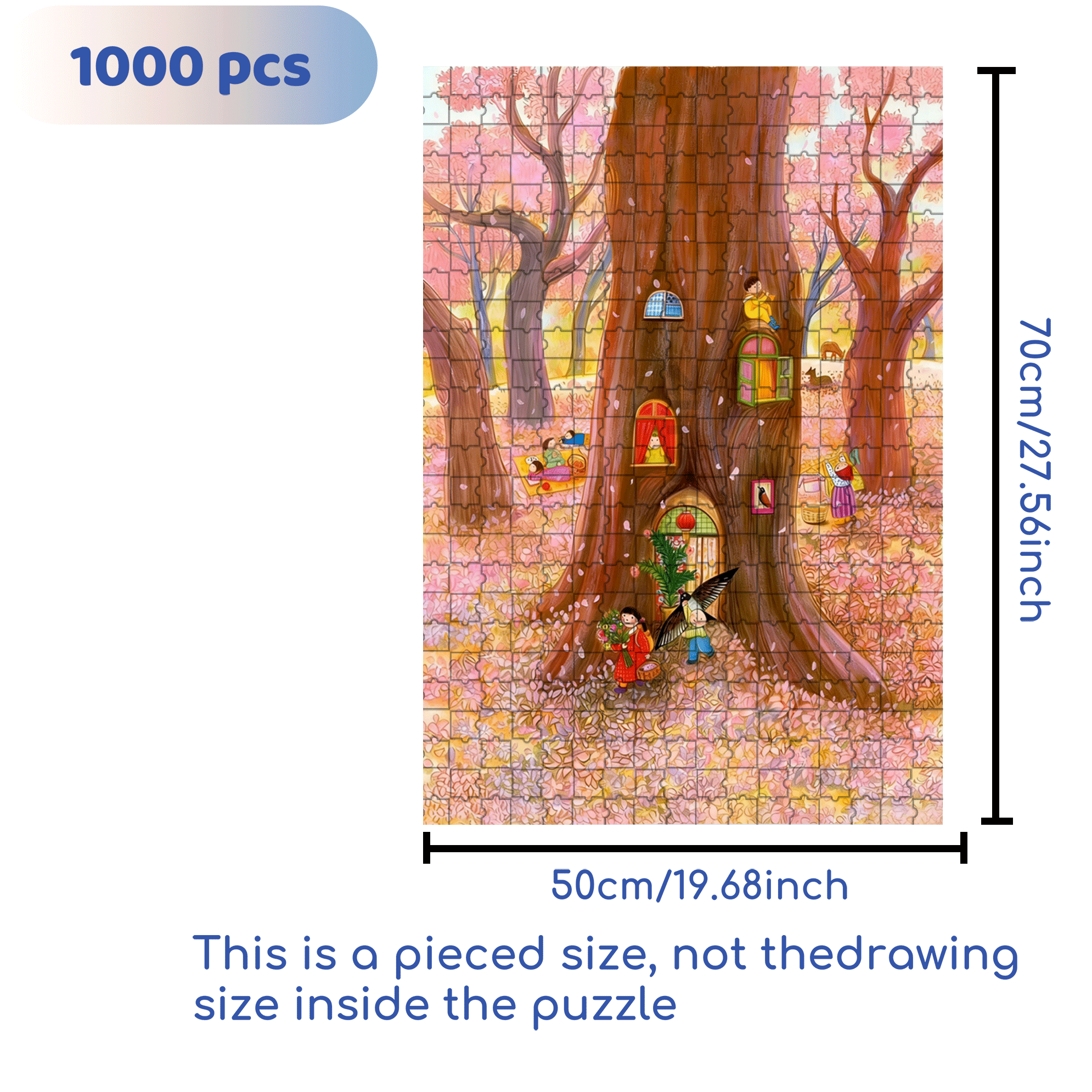 Cherry Blossom Season 500pcs/1000pcs Jigsaw Puzzle, Scratch-Resistant, Interactive Family Game & Brain-Boosting DIY Decor, Perfect for Halloween, Christmas & New Year Gifts, Family Puzzle Game