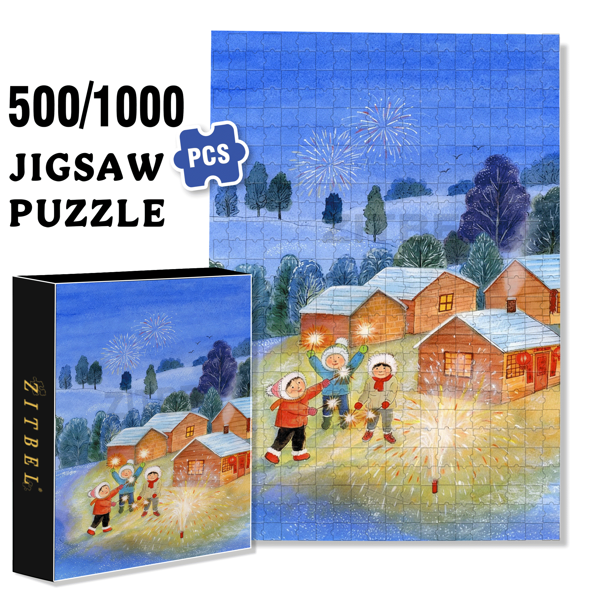 Childhood Without Taboos 500pcs/1000pcs Jigsaw Puzzle, Scratch-Resistant, Interactive Family Game & Brain-Boosting DIY Decor, Perfect for Halloween, Christmas & New Year Gifts, Family Puzzle Game