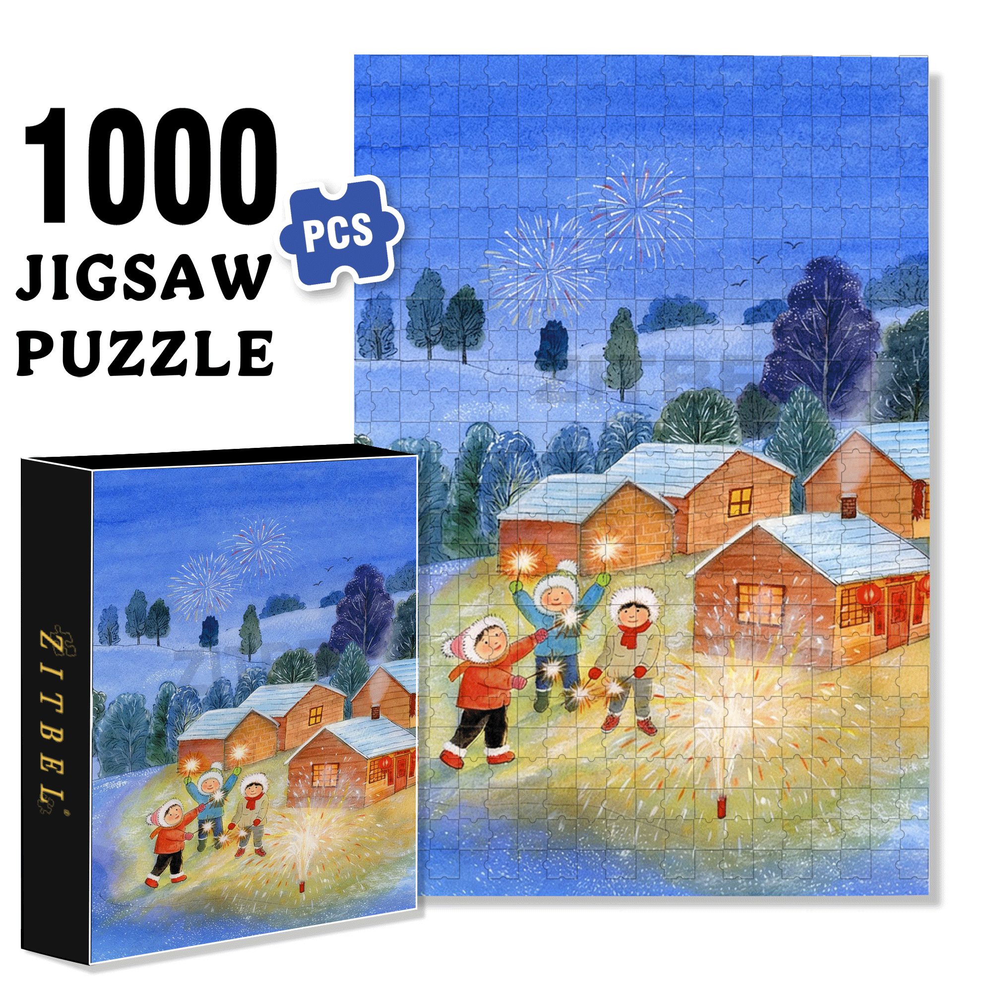 Childhood Without Taboos 500pcs/1000pcs Jigsaw Puzzle, Scratch-Resistant, Interactive Family Game & Brain-Boosting DIY Decor, Perfect for Halloween, Christmas & New Year Gifts, Family Puzzle Game