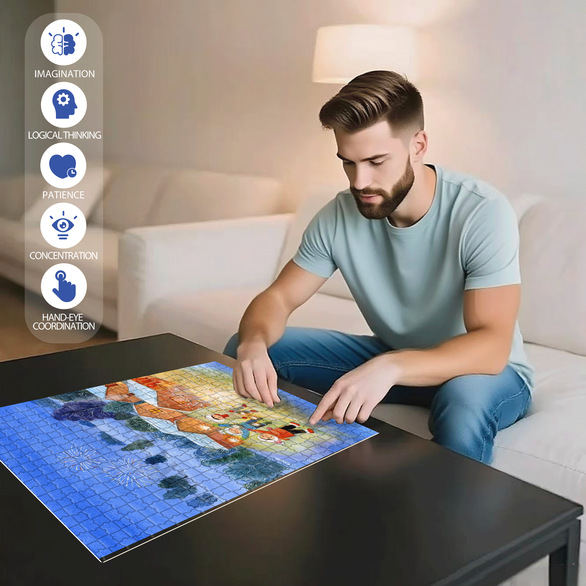 Childhood Without Taboos 500pcs/1000pcs Jigsaw Puzzle, Scratch-Resistant, Interactive Family Game & Brain-Boosting DIY Decor, Perfect for Halloween, Christmas & New Year Gifts, Family Puzzle Game