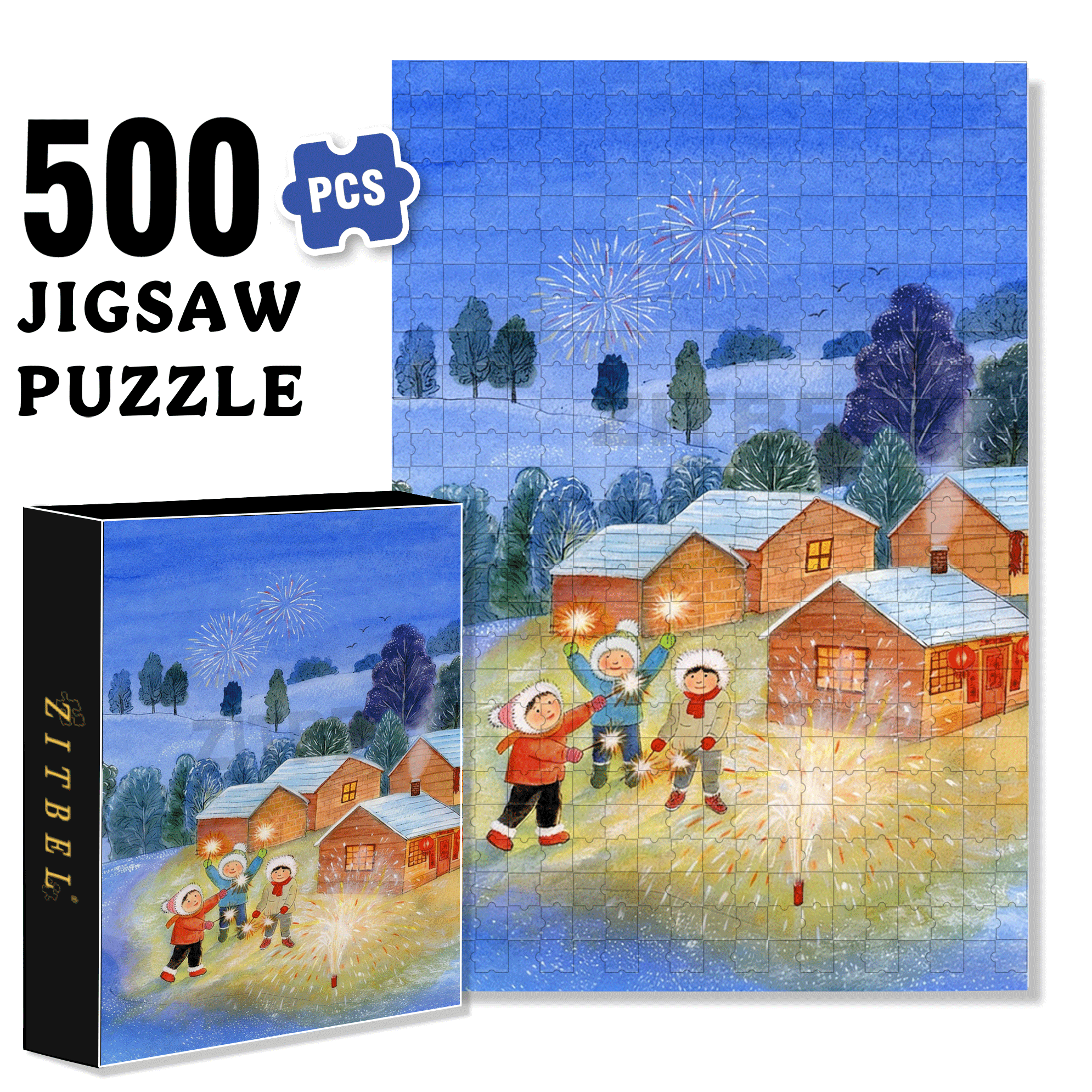 Childhood Without Taboos 500pcs/1000pcs Jigsaw Puzzle, Scratch-Resistant, Interactive Family Game & Brain-Boosting DIY Decor, Perfect for Halloween, Christmas & New Year Gifts, Family Puzzle Game