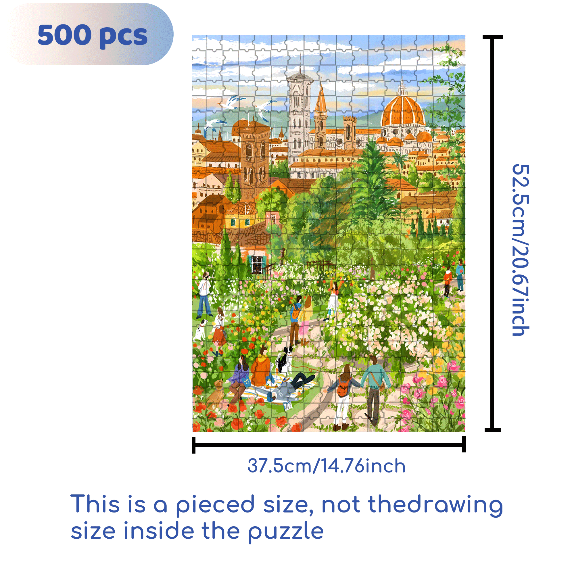 City Garden 500pcs/1000pcs Jigsaw Puzzle, Scratch-Resistant, Interactive Family Game & Brain-Boosting DIY Decor, Perfect for Halloween, Christmas & New Year Gifts, Family Puzzle Game