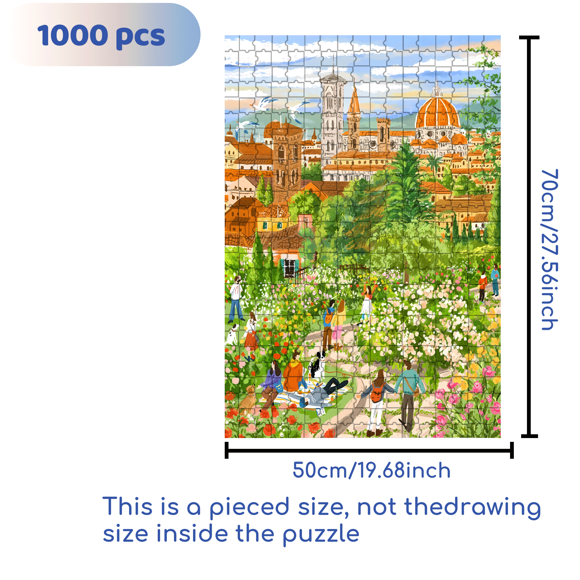 City Garden 500pcs/1000pcs Jigsaw Puzzle, Scratch-Resistant, Interactive Family Game & Brain-Boosting DIY Decor, Perfect for Halloween, Christmas & New Year Gifts, Family Puzzle Game