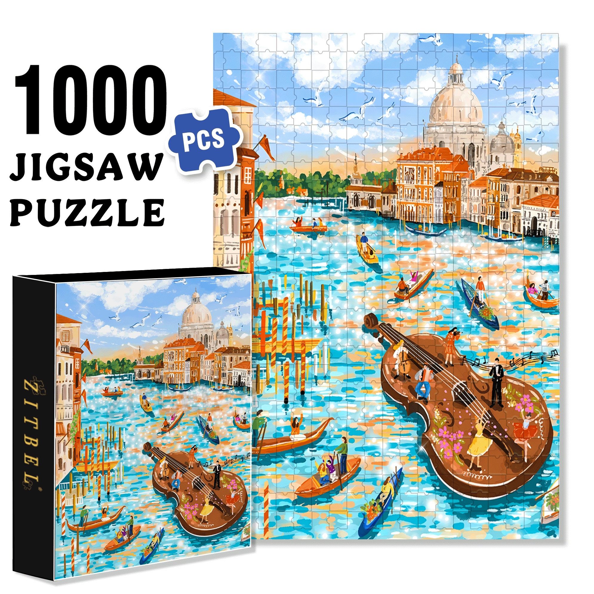 City of Music 500pcs/1000pcs Jigsaw Puzzle, Scratch-Resistant, Interactive Family Game & Brain-Boosting DIY Decor, Perfect for Halloween, Christmas & New Year Gifts, Family Puzzle Game