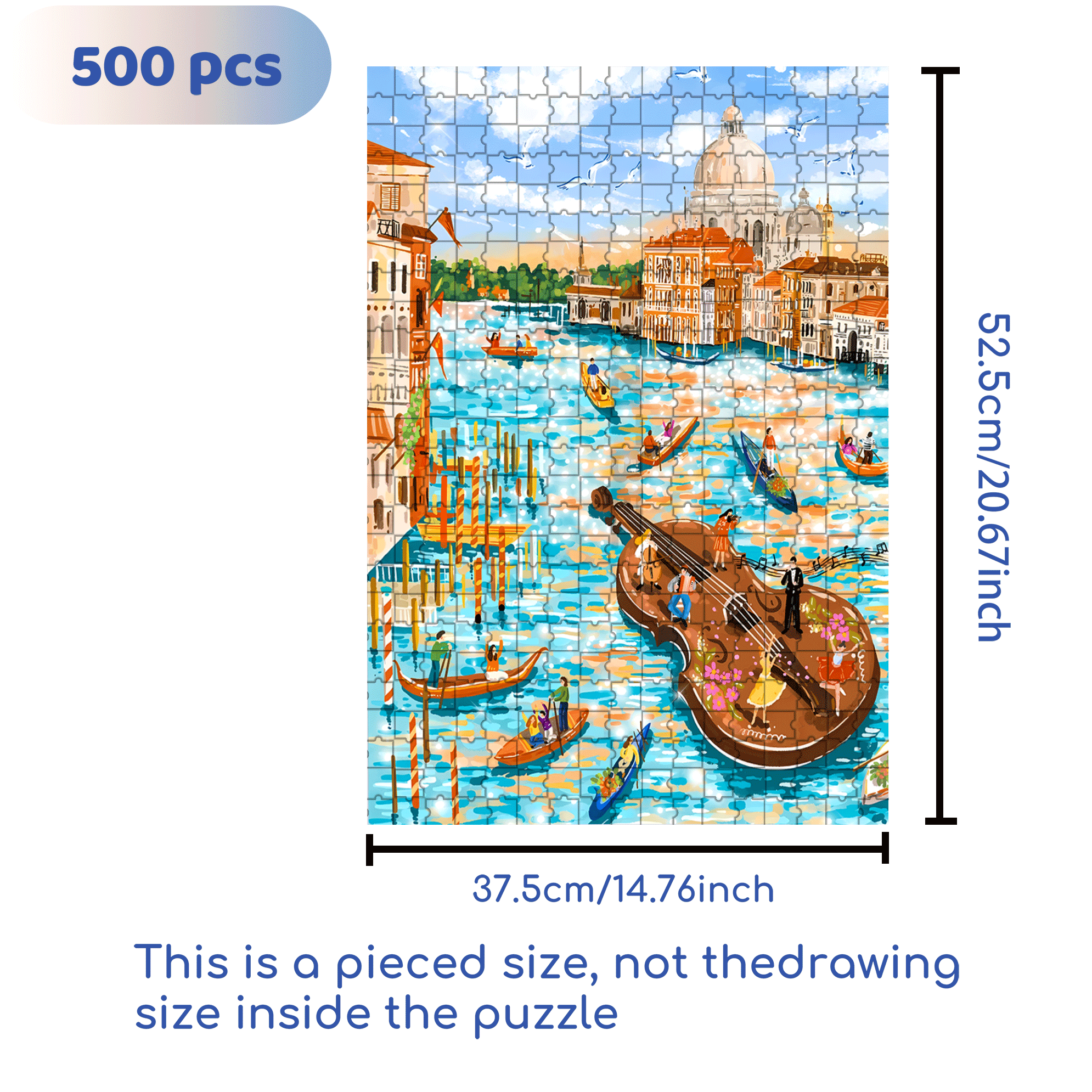 City of Music 500pcs/1000pcs Jigsaw Puzzle, Scratch-Resistant, Interactive Family Game & Brain-Boosting DIY Decor, Perfect for Halloween, Christmas & New Year Gifts, Family Puzzle Game
