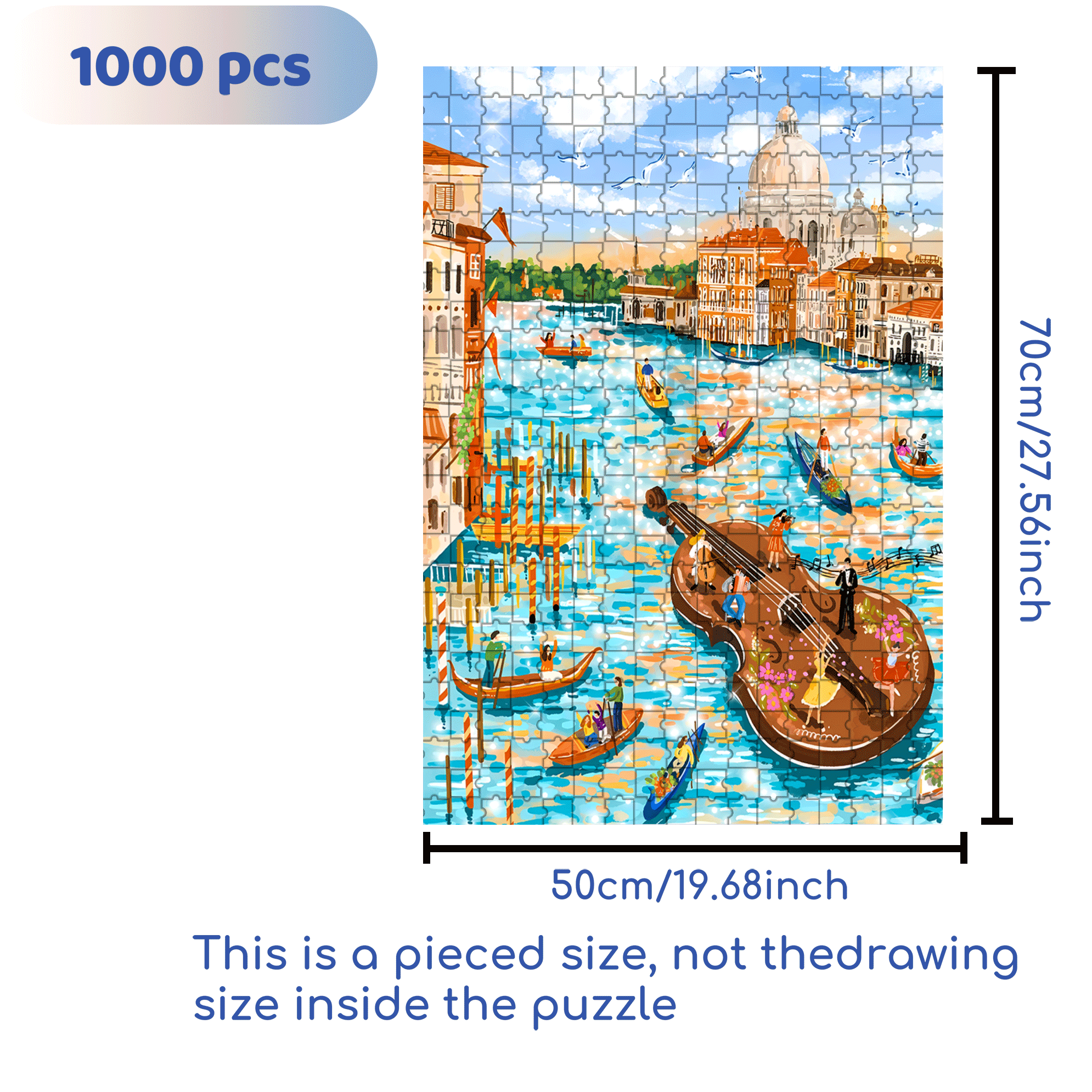 City of Music 500pcs/1000pcs Jigsaw Puzzle, Scratch-Resistant, Interactive Family Game & Brain-Boosting DIY Decor, Perfect for Halloween, Christmas & New Year Gifts, Family Puzzle Game