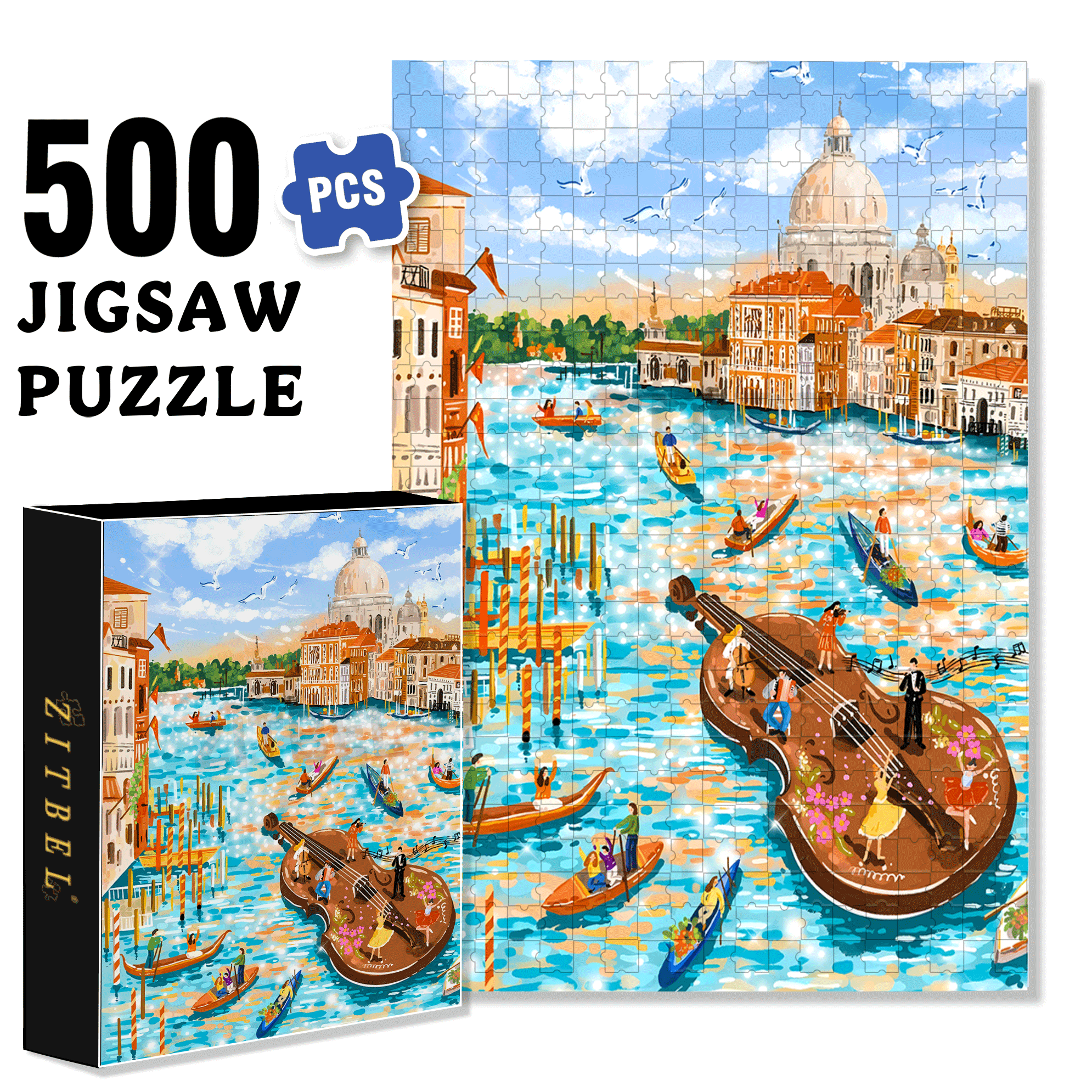 City of Music 500pcs/1000pcs Jigsaw Puzzle, Scratch-Resistant, Interactive Family Game & Brain-Boosting DIY Decor, Perfect for Halloween, Christmas & New Year Gifts, Family Puzzle Game