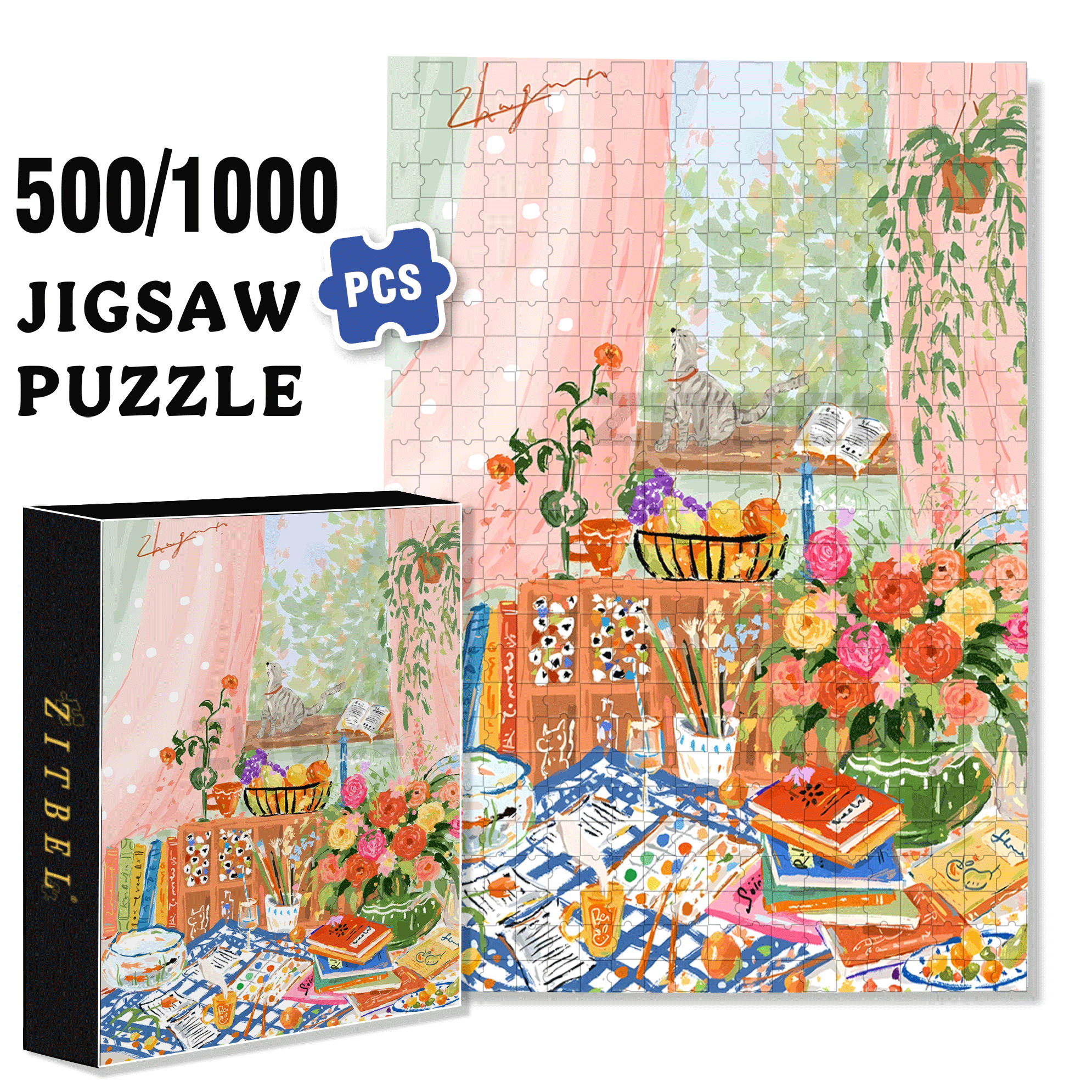 Close To The Gentle Spring Sunshine 500pcs/1000pcs Jigsaw Puzzle, Scratch-Resistant, Interactive Family Game & Brain-Boosting DIY Decor, Perfect for Halloween, Christmas & New Year Gifts, Family Puzzle Game