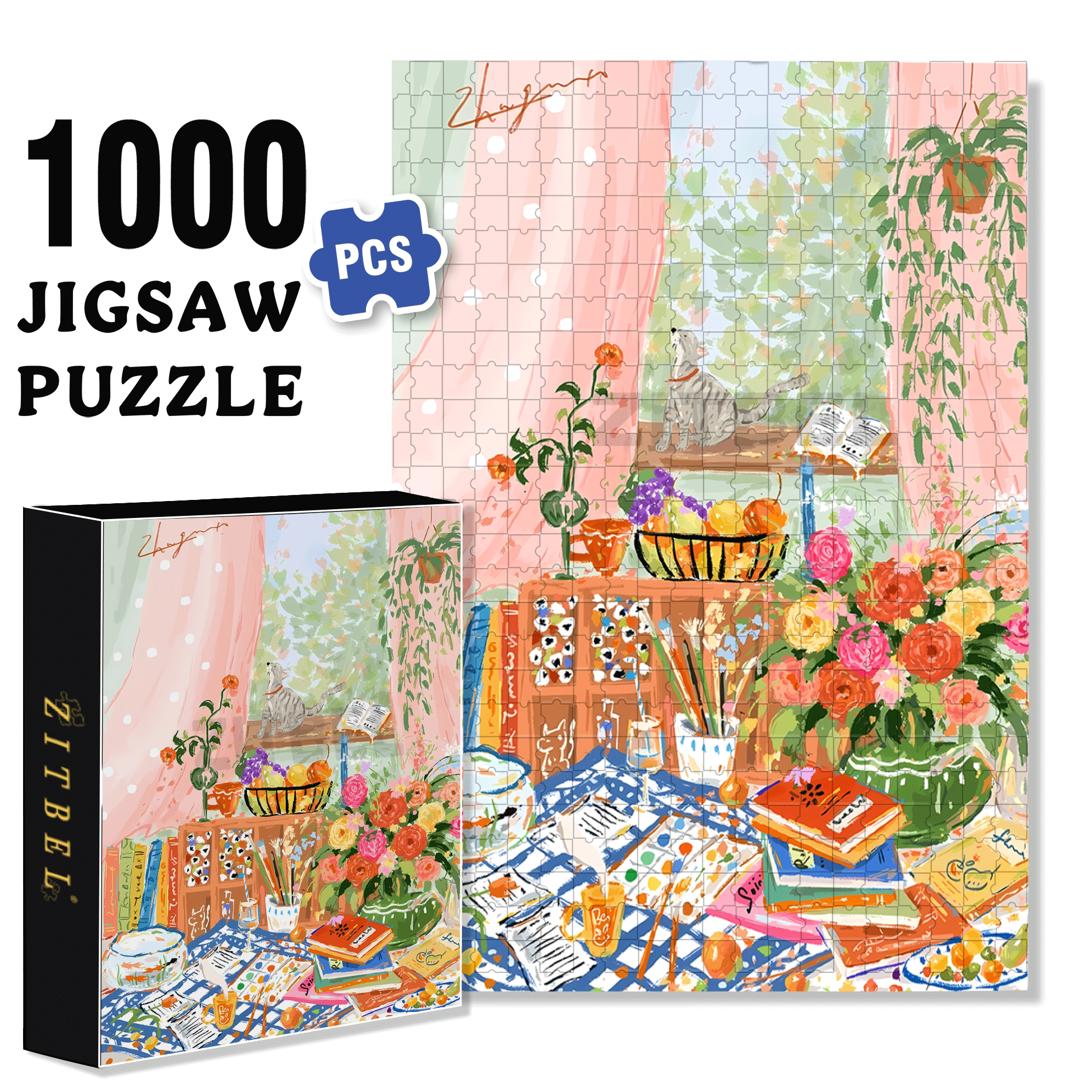 Close To The Gentle Spring Sunshine 500pcs/1000pcs Jigsaw Puzzle, Scratch-Resistant, Interactive Family Game & Brain-Boosting DIY Decor, Perfect for Halloween, Christmas & New Year Gifts, Family Puzzle Game