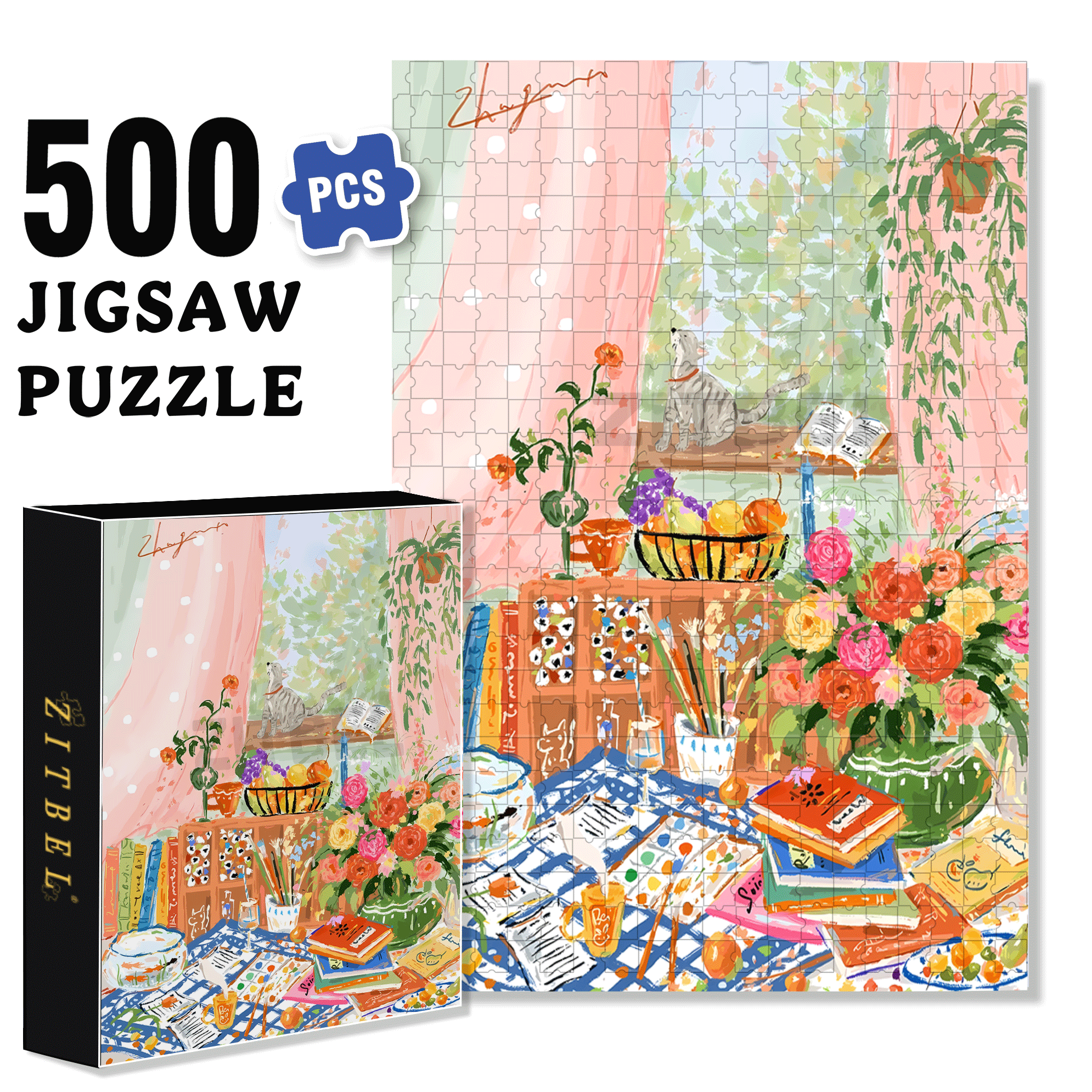 Close To The Gentle Spring Sunshine 500pcs/1000pcs Jigsaw Puzzle, Scratch-Resistant, Interactive Family Game & Brain-Boosting DIY Decor, Perfect for Halloween, Christmas & New Year Gifts, Family Puzzle Game