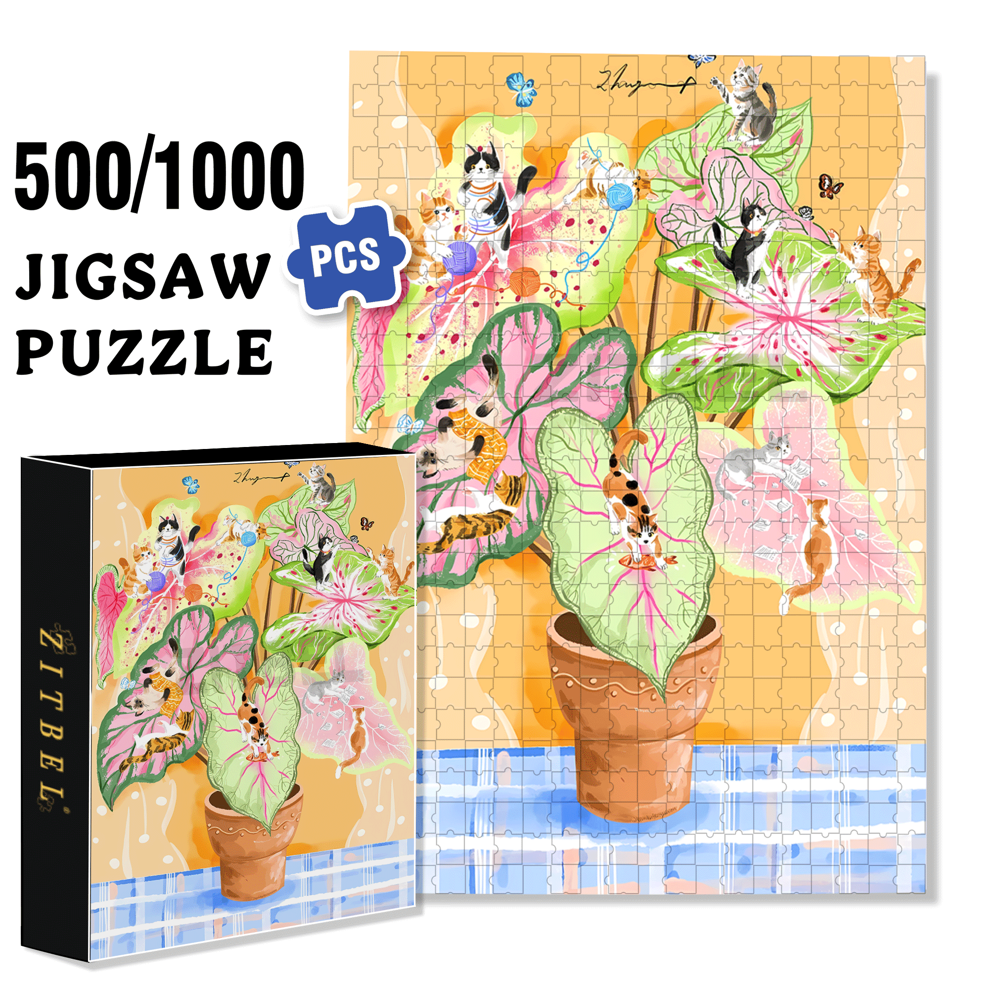 Coleus 500pcs/1000pcs Jigsaw Puzzle, Scratch-Resistant, Interactive Family Game & Brain-Boosting DIY Decor, Perfect for Halloween, Christmas & New Year Gifts, Family Puzzle Game