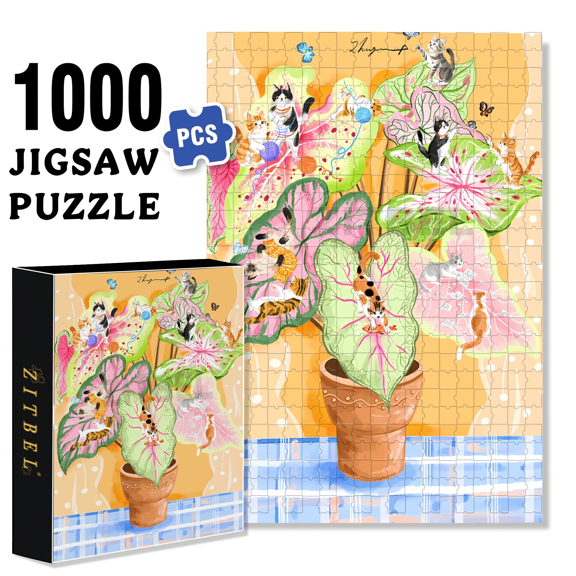 Coleus 500pcs/1000pcs Jigsaw Puzzle, Scratch-Resistant, Interactive Family Game & Brain-Boosting DIY Decor, Perfect for Halloween, Christmas & New Year Gifts, Family Puzzle Game