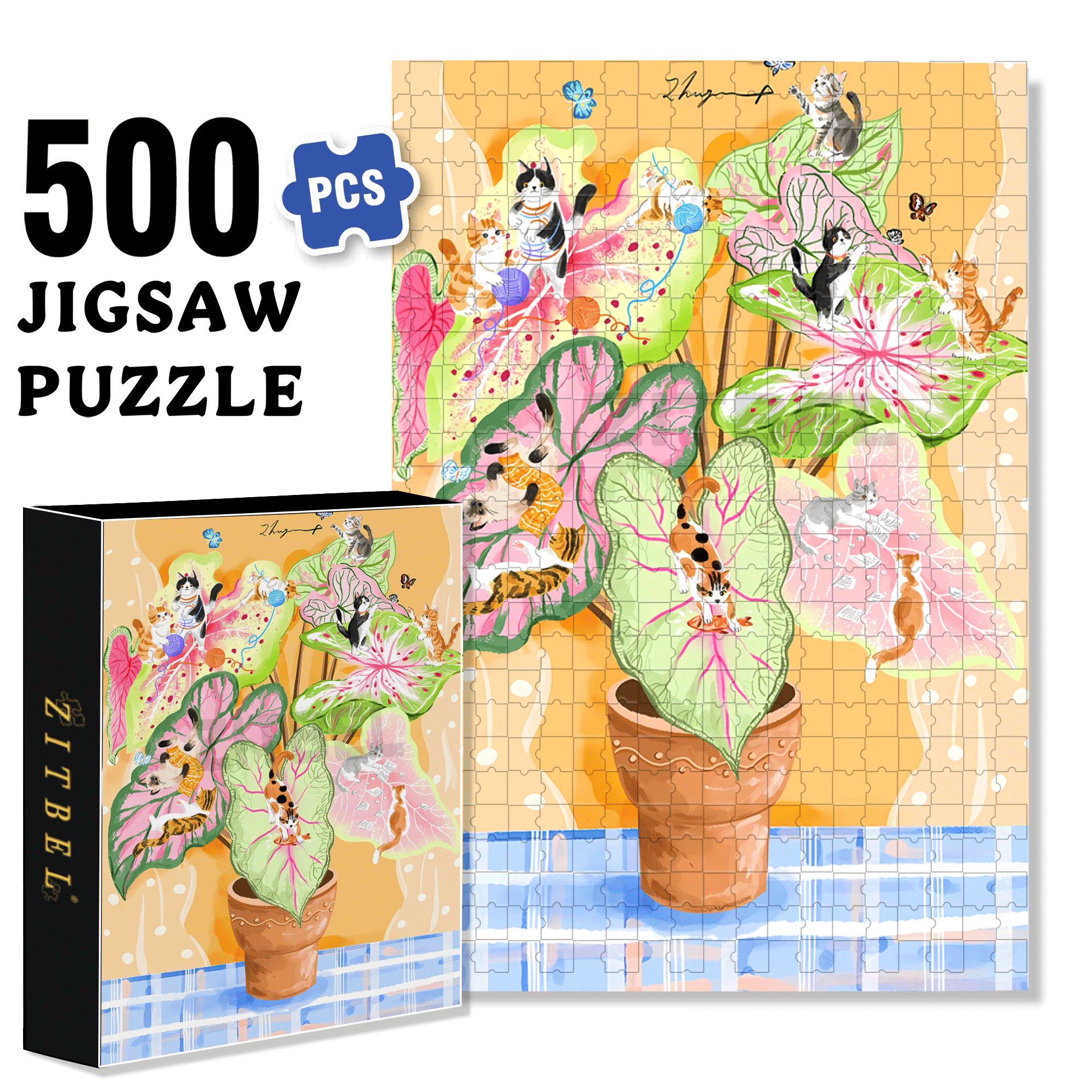 Coleus 500pcs/1000pcs Jigsaw Puzzle, Scratch-Resistant, Interactive Family Game & Brain-Boosting DIY Decor, Perfect for Halloween, Christmas & New Year Gifts, Family Puzzle Game
