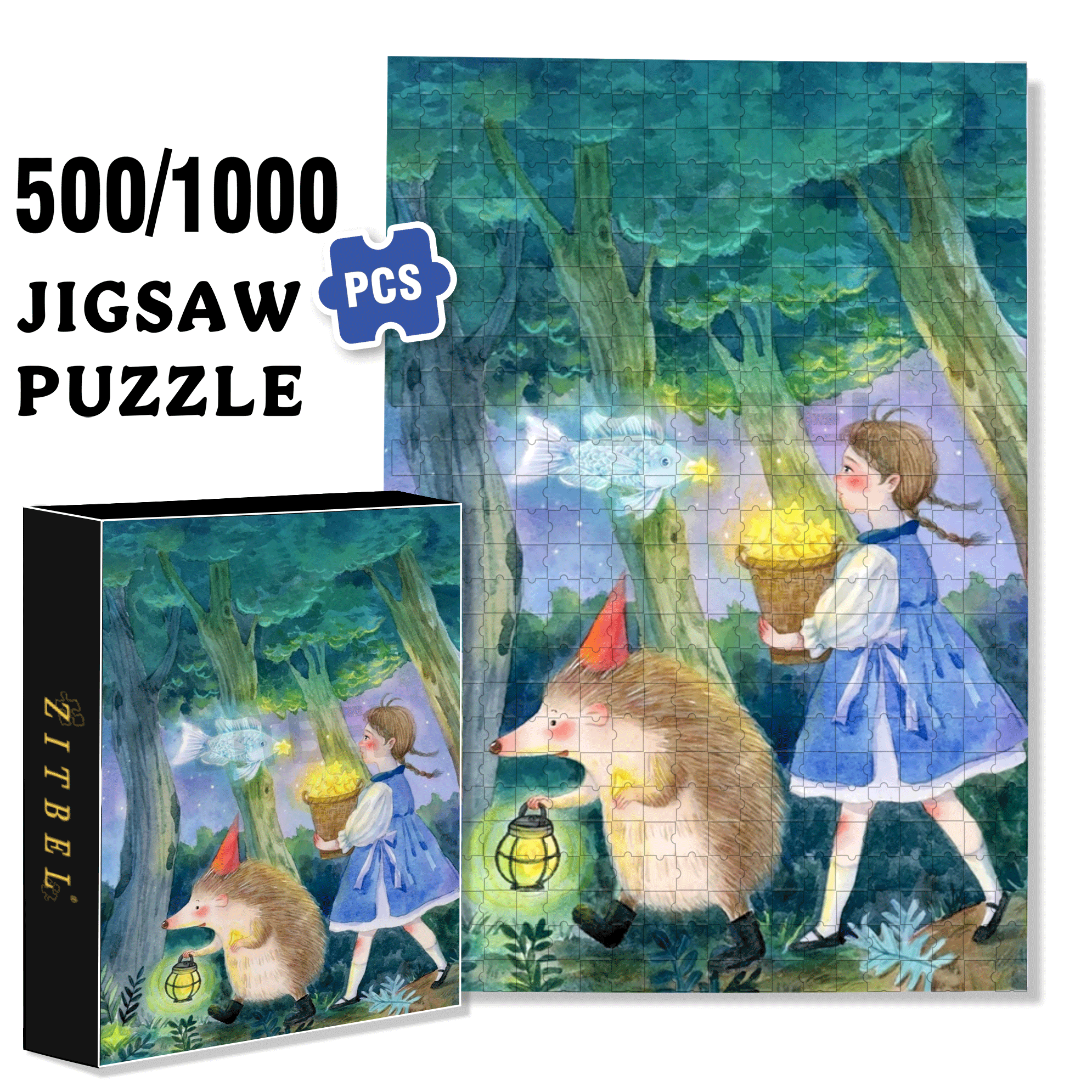 Collect Stars 500pcs/1000pcs Jigsaw Puzzle, Scratch-Resistant, Interactive Family Game & Brain-Boosting DIY Decor, Perfect for Halloween, Christmas & New Year Gifts, Family Puzzle Game