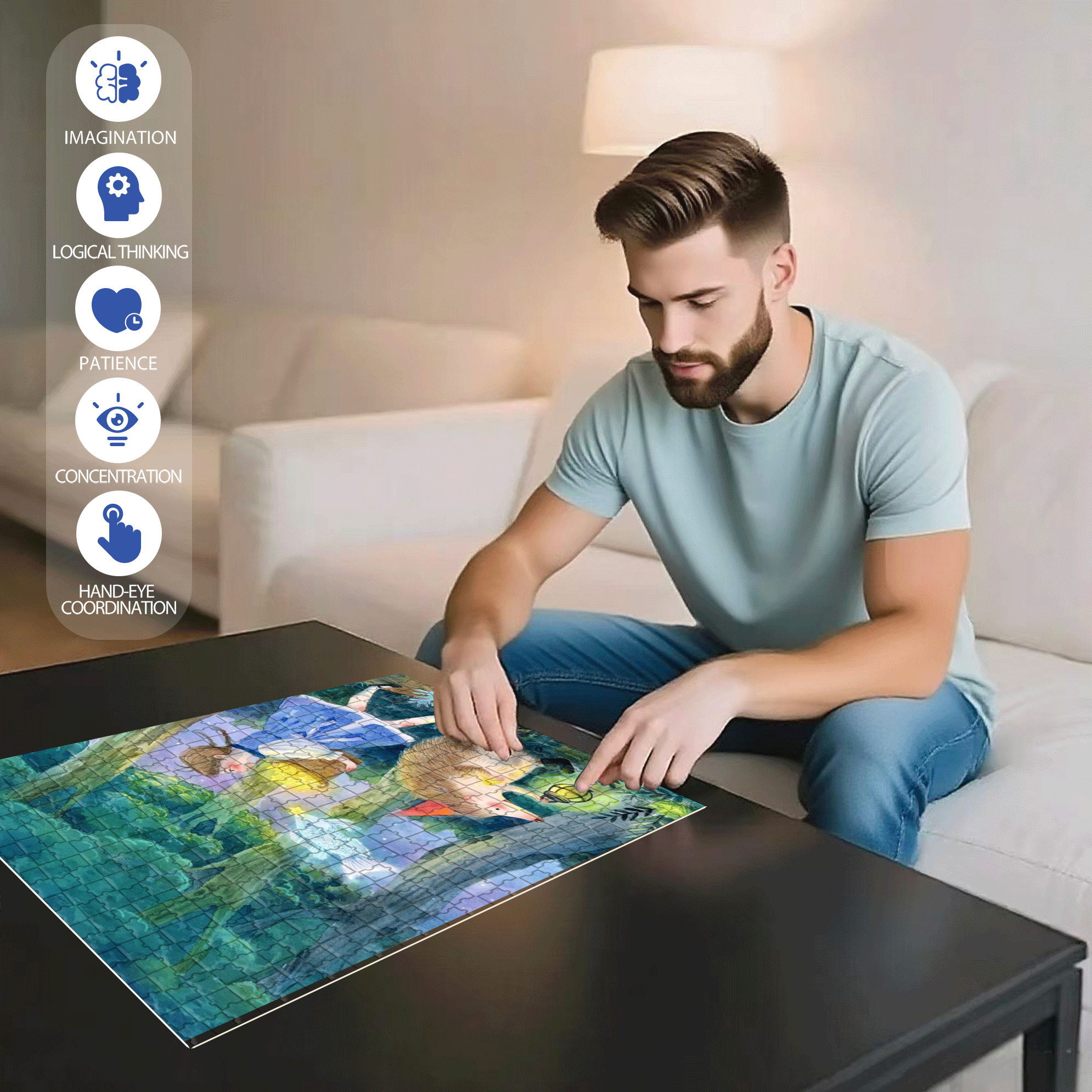 Collect Stars 500pcs/1000pcs Jigsaw Puzzle, Scratch-Resistant, Interactive Family Game & Brain-Boosting DIY Decor, Perfect for Halloween, Christmas & New Year Gifts, Family Puzzle Game
