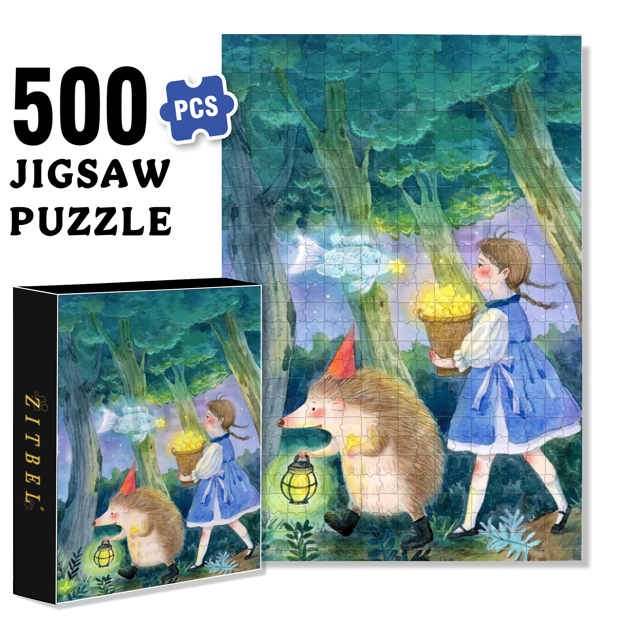 Collect Stars 500pcs/1000pcs Jigsaw Puzzle, Scratch-Resistant, Interactive Family Game & Brain-Boosting DIY Decor, Perfect for Halloween, Christmas & New Year Gifts, Family Puzzle Game