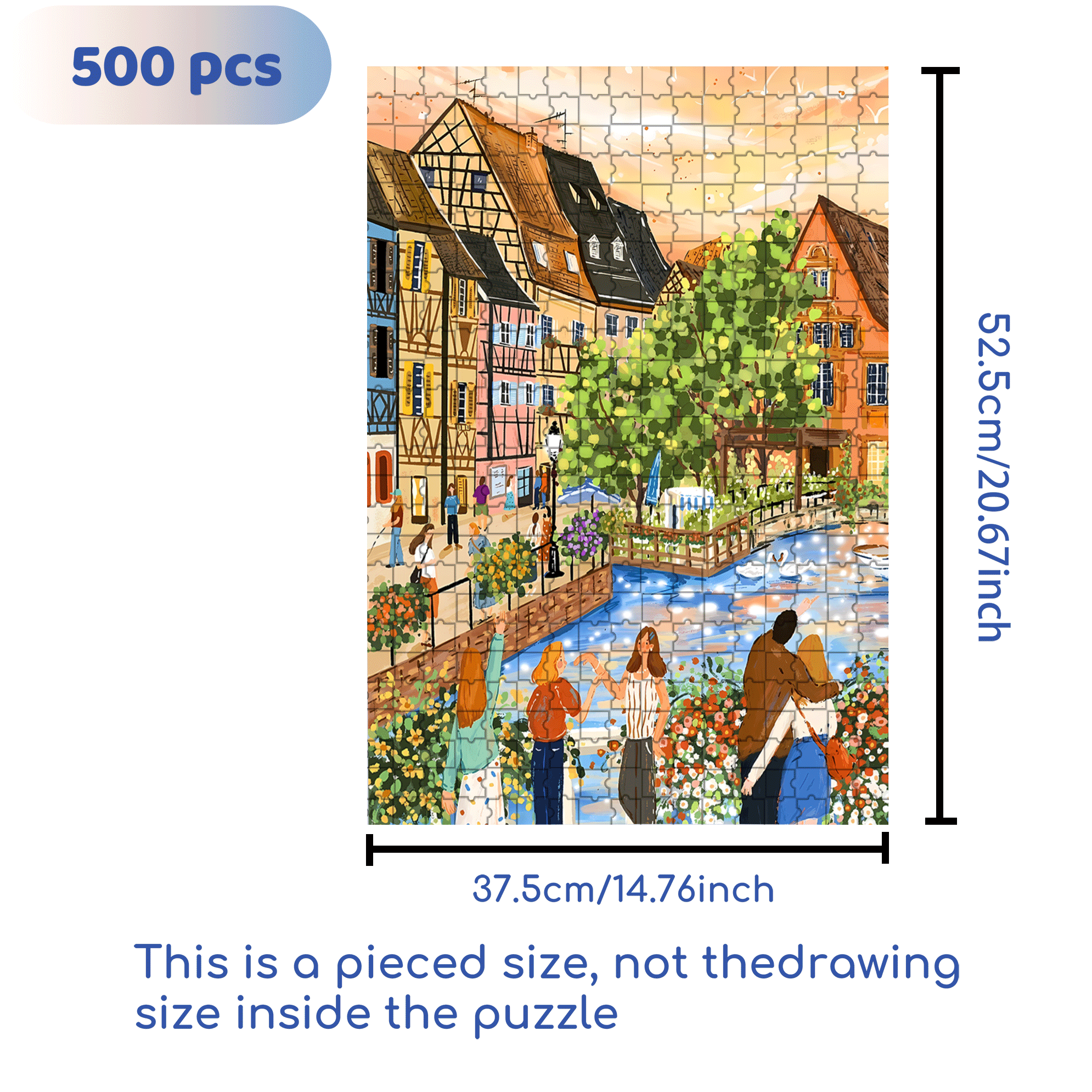 Colmar Town 500pcs/1000pcs Jigsaw Puzzle, Scratch-Resistant, Interactive Family Game & Brain-Boosting DIY Decor, Perfect for Halloween, Christmas & New Year Gifts, Family Puzzle Game