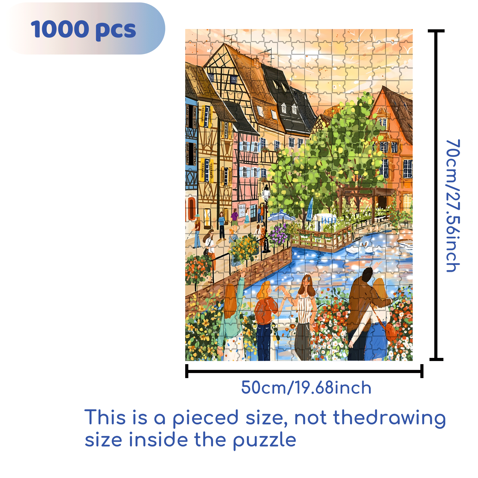Colmar Town 500pcs/1000pcs Jigsaw Puzzle, Scratch-Resistant, Interactive Family Game & Brain-Boosting DIY Decor, Perfect for Halloween, Christmas & New Year Gifts, Family Puzzle Game
