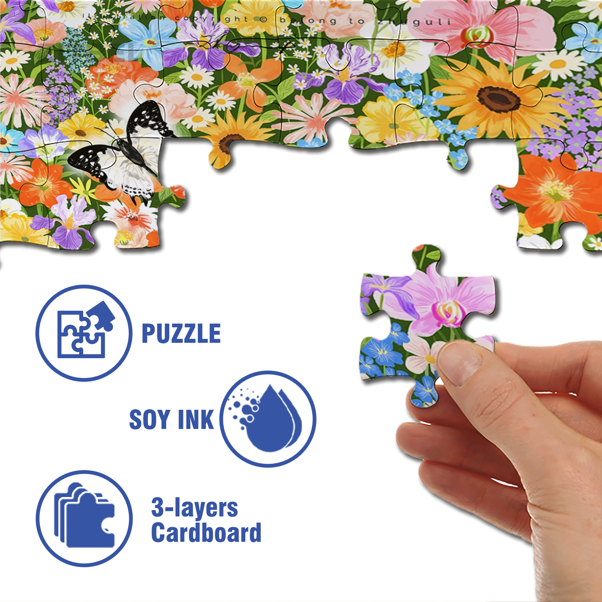 Colorful Butterflies 500pcs/1000pcs Jigsaw Puzzle, Scratch-Resistant, Interactive Family Game & Brain-Boosting DIY Decor, Perfect for Halloween, Christmas & New Year Gifts, Family Puzzle Game