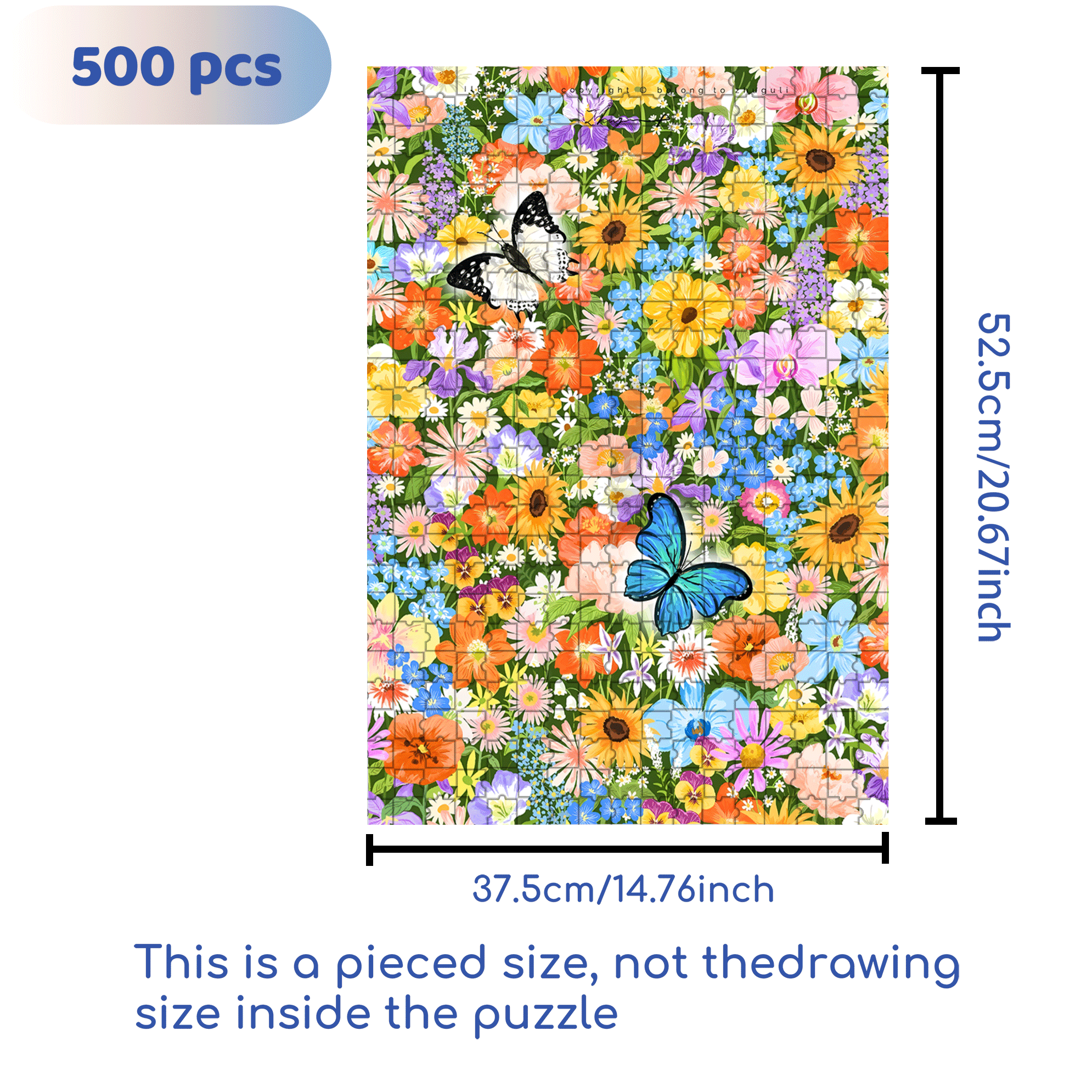 Colorful Butterflies 500pcs/1000pcs Jigsaw Puzzle, Scratch-Resistant, Interactive Family Game & Brain-Boosting DIY Decor, Perfect for Halloween, Christmas & New Year Gifts, Family Puzzle Game