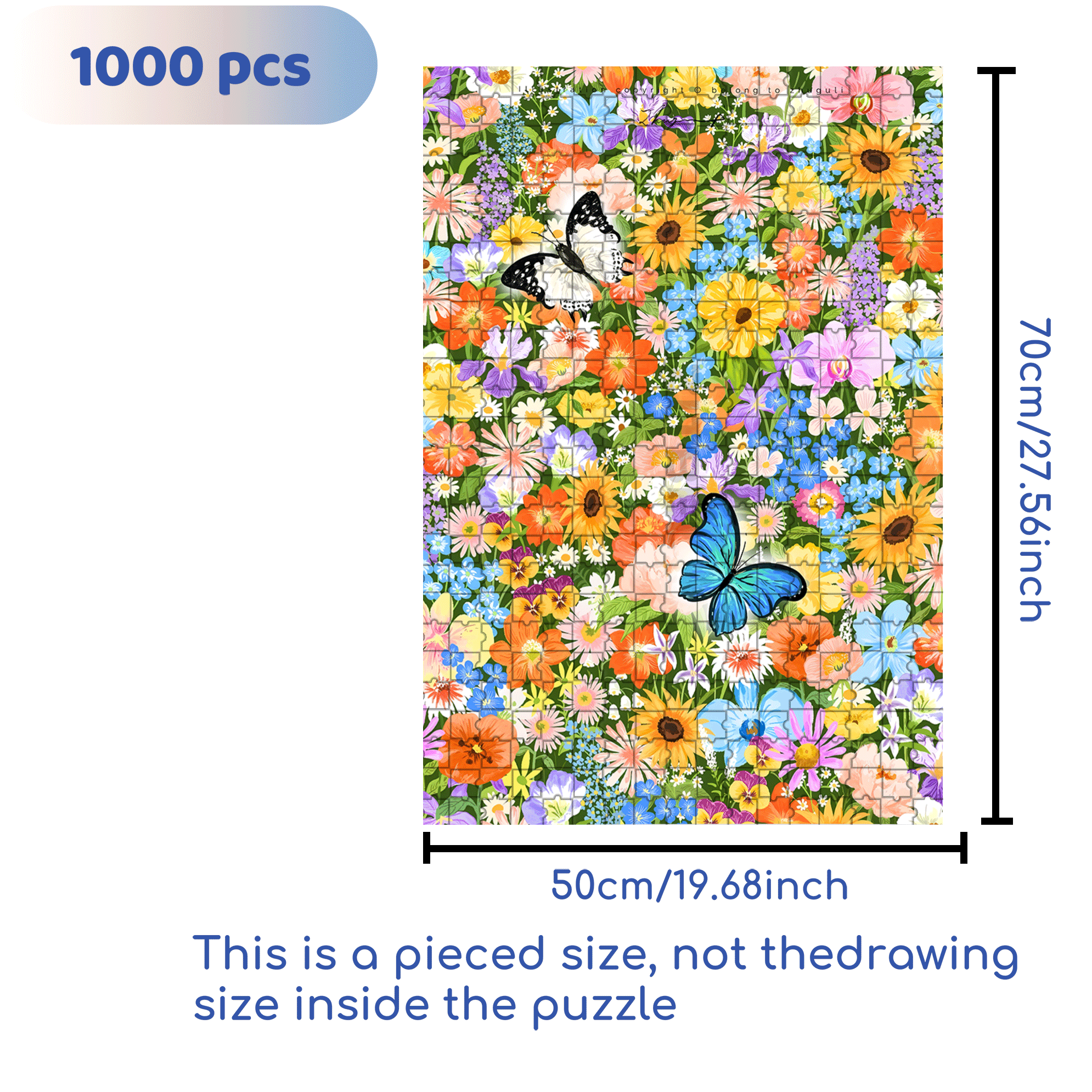 Colorful Butterflies 500pcs/1000pcs Jigsaw Puzzle, Scratch-Resistant, Interactive Family Game & Brain-Boosting DIY Decor, Perfect for Halloween, Christmas & New Year Gifts, Family Puzzle Game